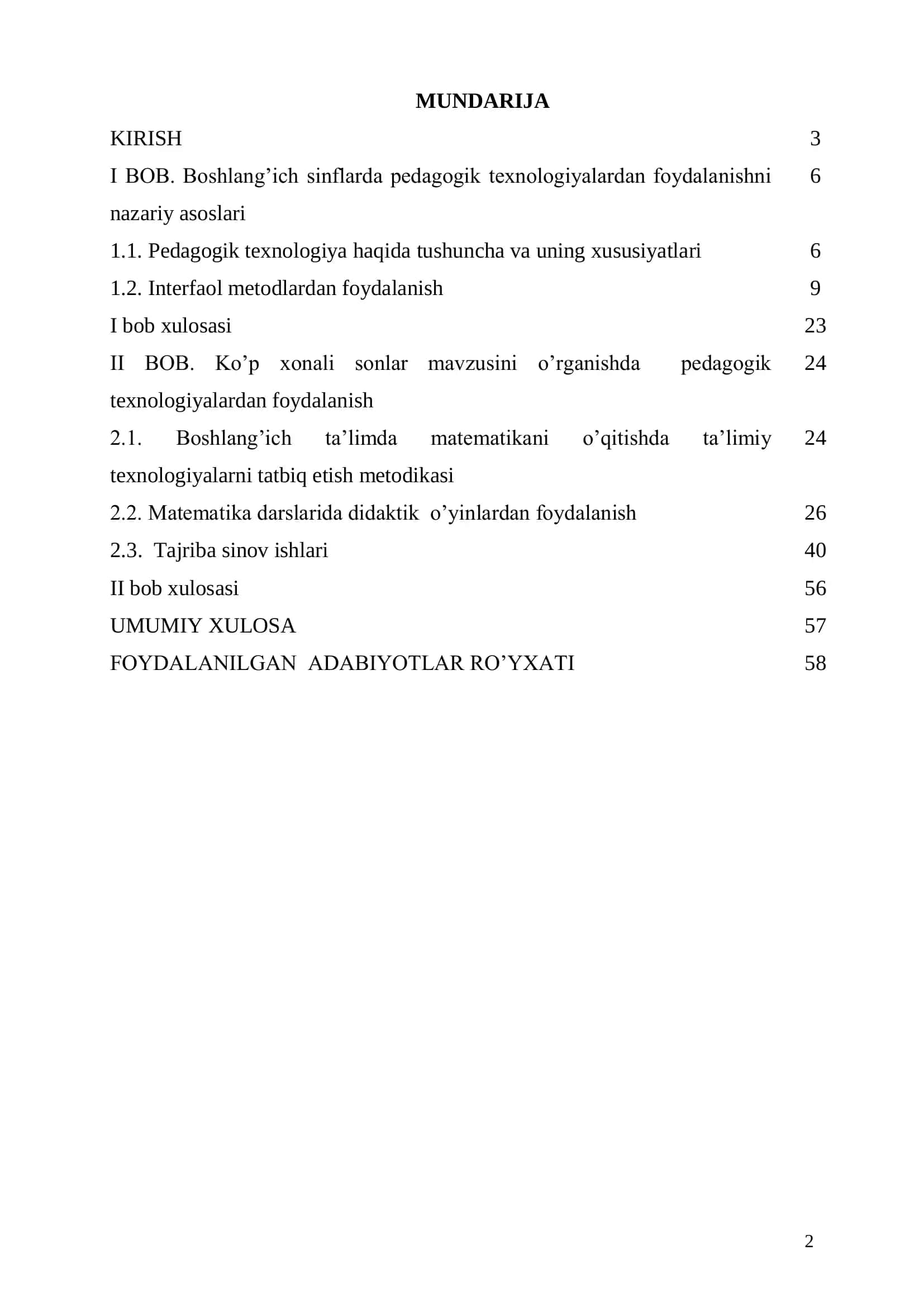 Ko‟p xonali sonlar mavzusini o‟rganishda pedagogik texnologiyalardan foydalanish 2