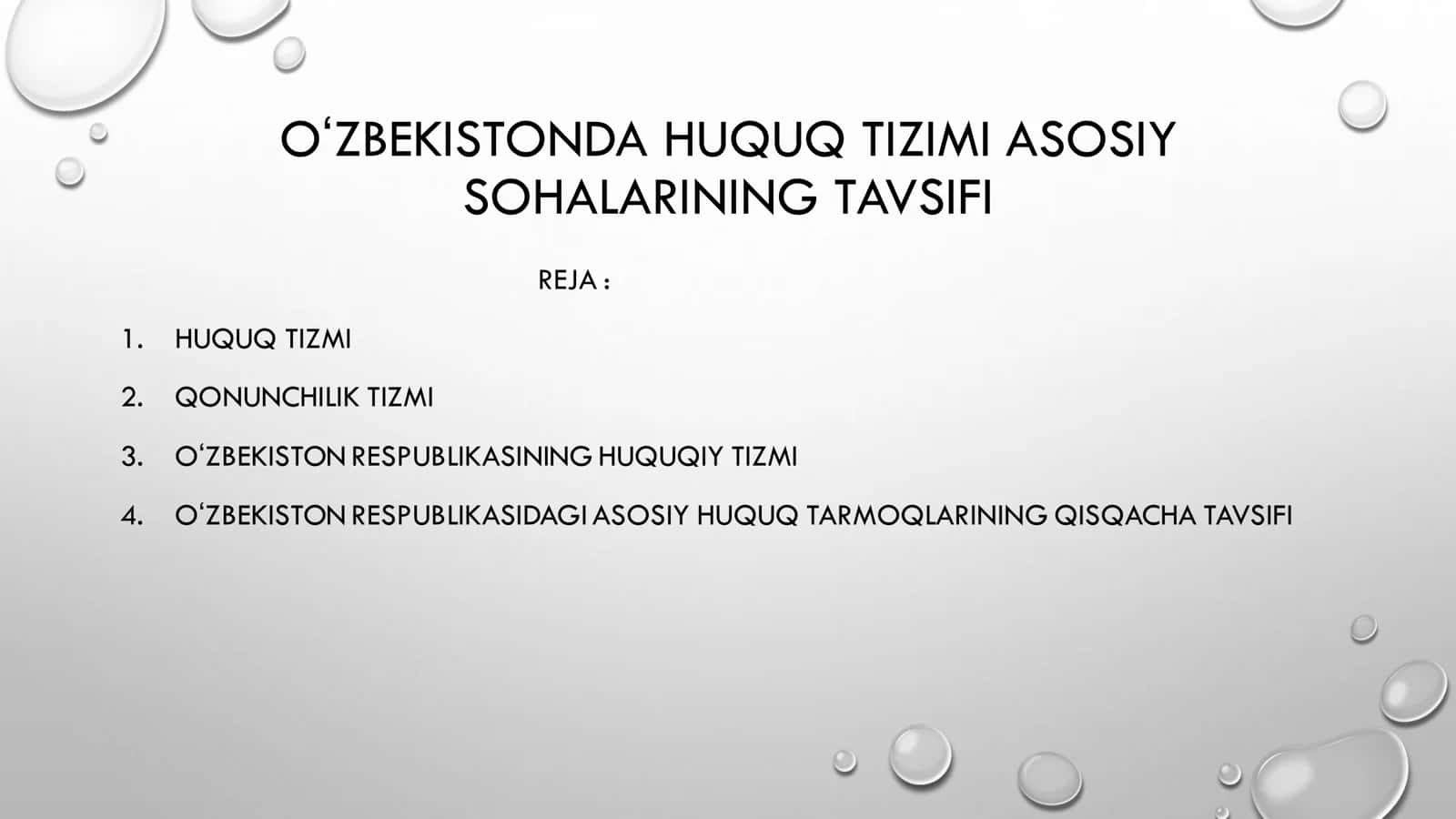 OʻZBEKISTONDA HUQUQ TIZIMI ASOSIY SOHALARINING TAVSIFI 2