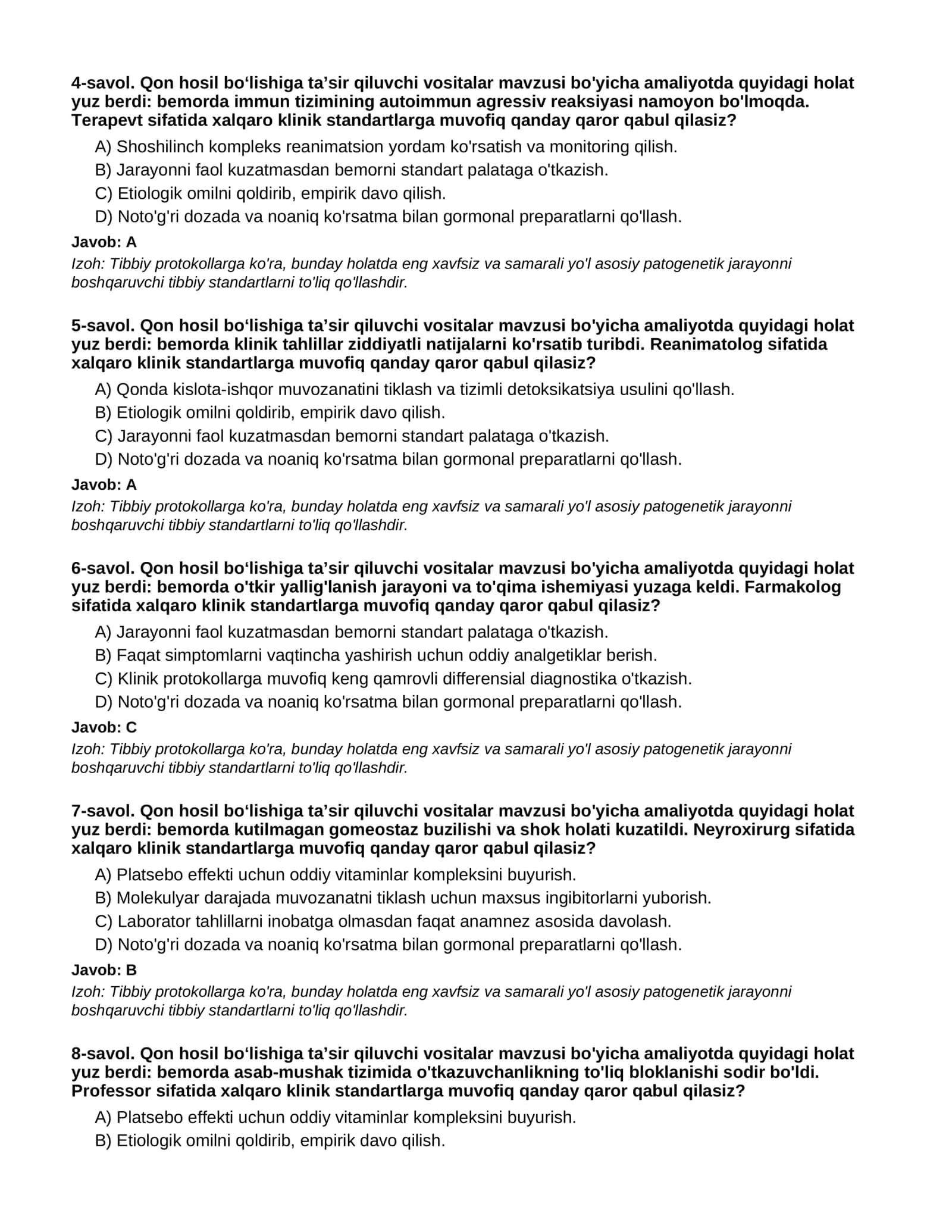 Qon hosil bolishiga tasir qiluvchi vositalar - 2-QISM 2