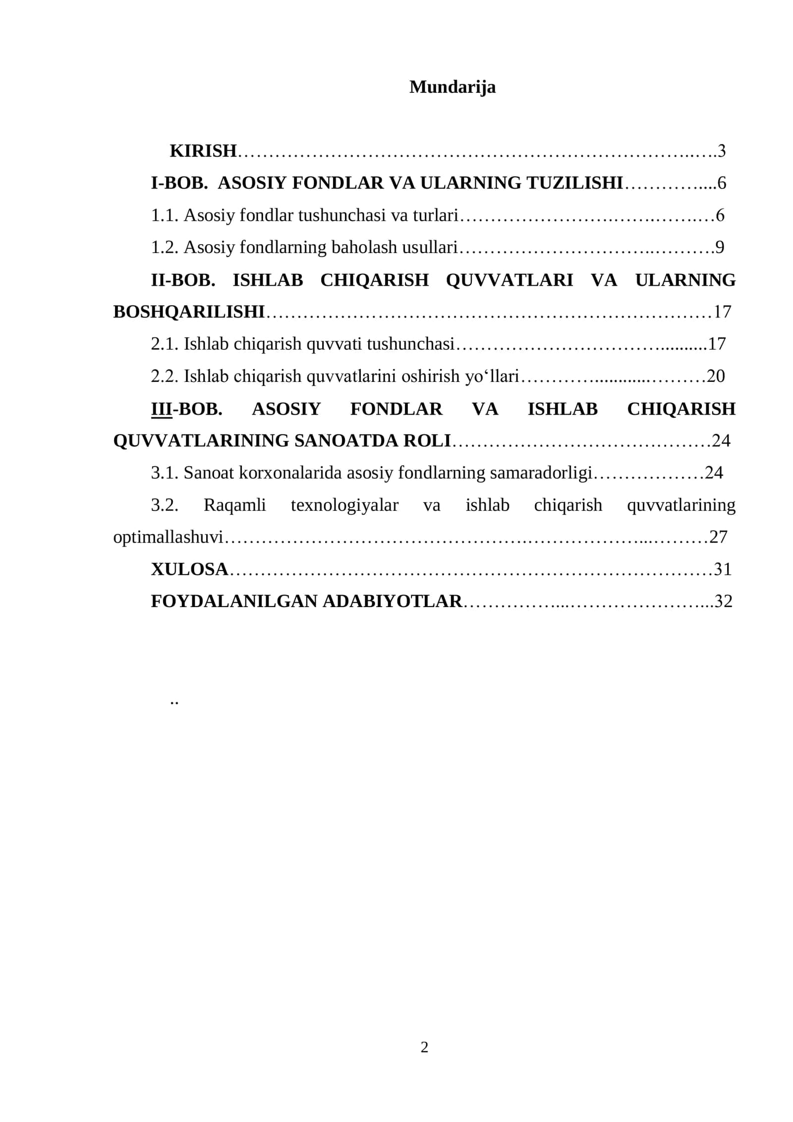 Sanoat ishlab chiqarishining asosiy fondlari va ishlab chiqarish quvvatlari 2