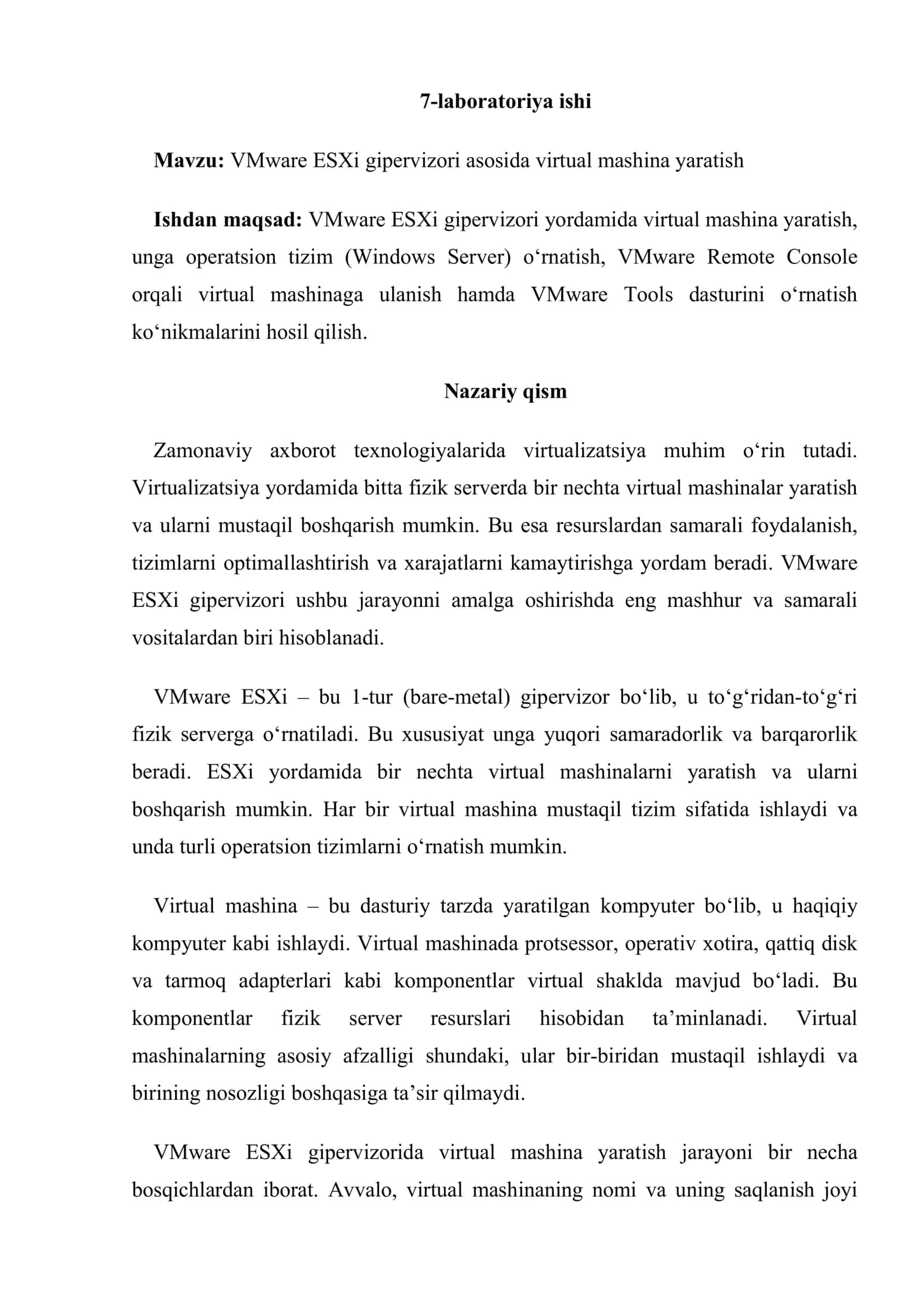 VMware ESXi gipervizori asosida virtual mashina yaratish 2
