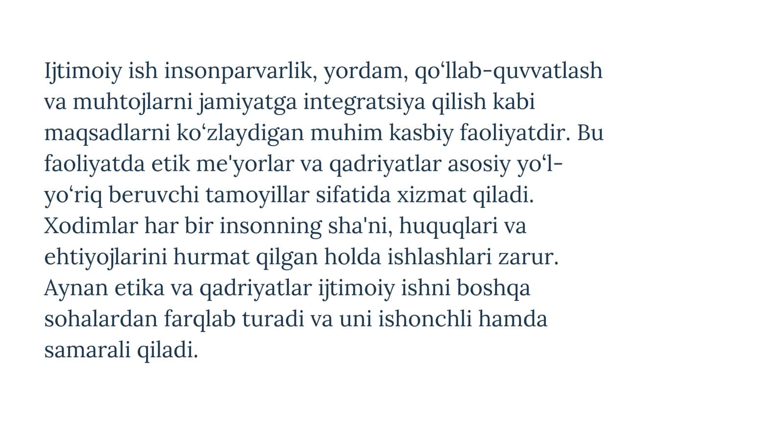 Ijtimoiy ishda etika va qadriyatlar 2