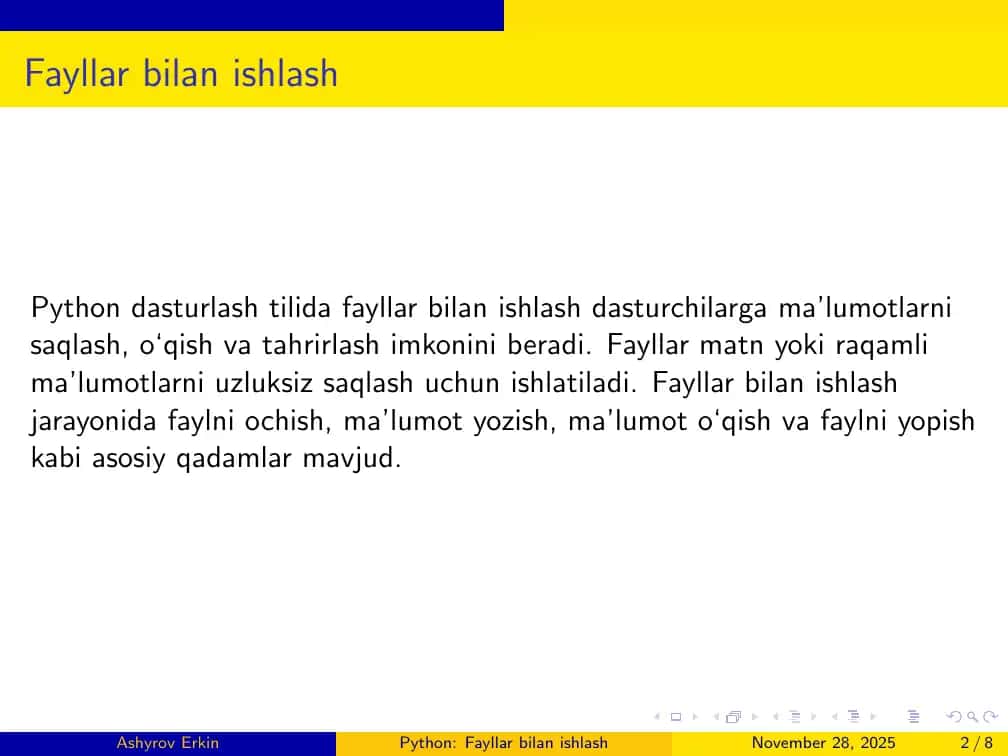 Python: Fayllar bilan ishlash 2
