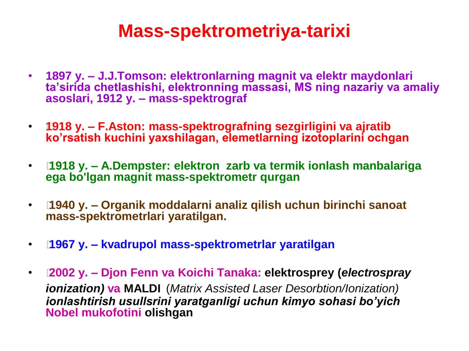 Mass-spektrometriya (MS) usullari 2