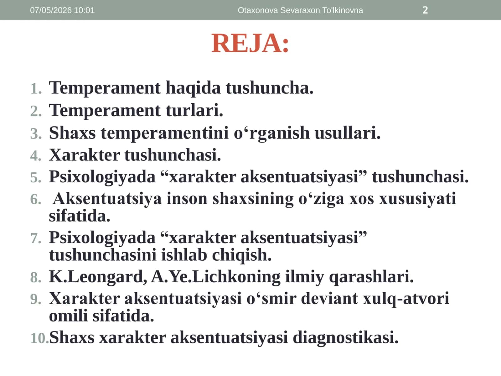 Shaxs temperamenti va xarakter aksentuatsiyasini tadqiq etish metodlari 2