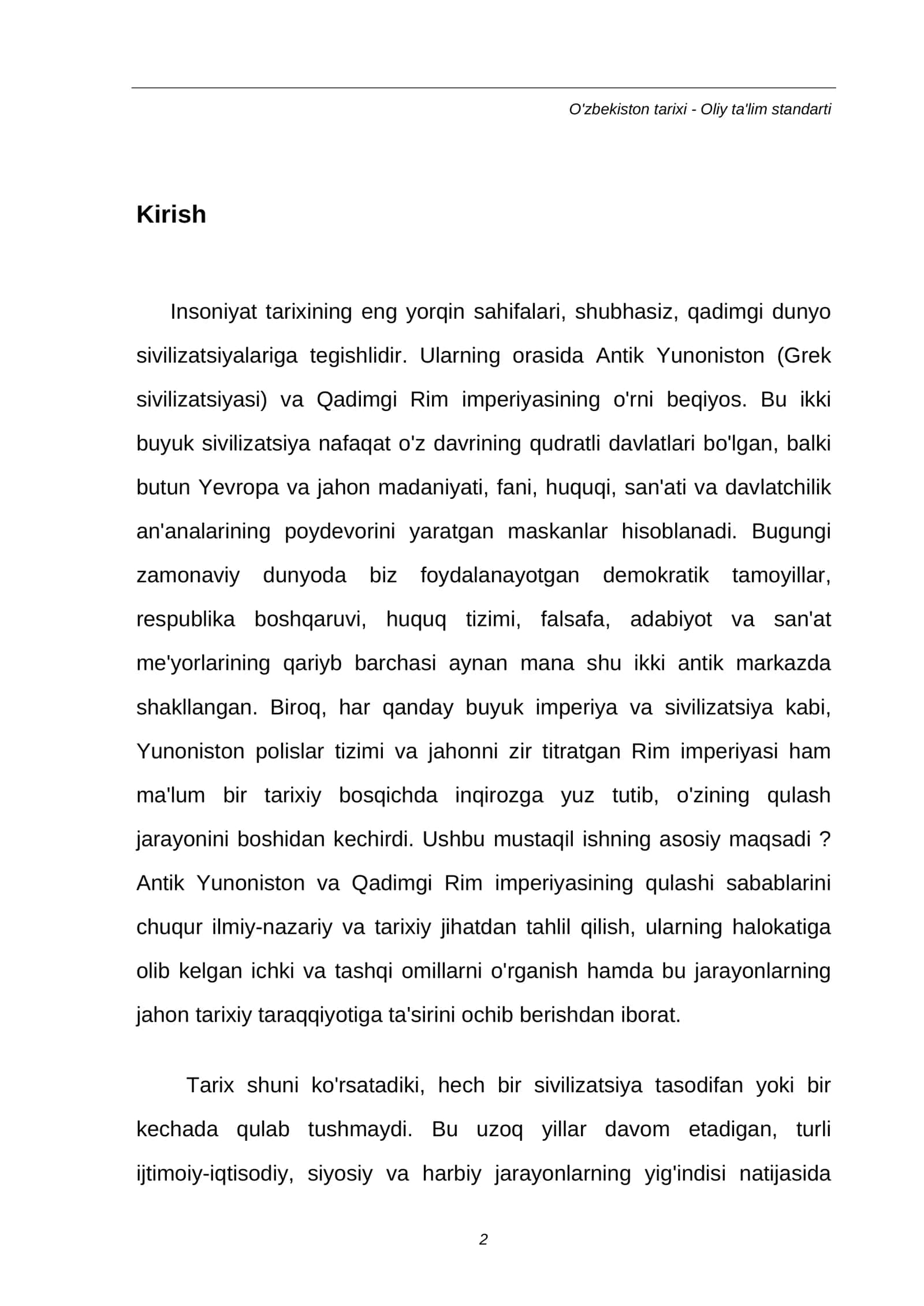 MUSTAQIL ISH: Antik Yunoniston va Rim imperiyasining qulashi sabablari 2