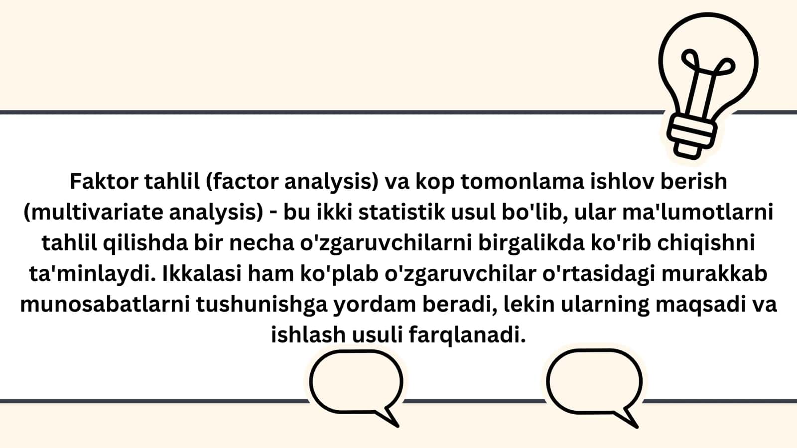 FAKTOR TAHLIL, KO’P TOMONLAMA ISHLOV BERISH 2