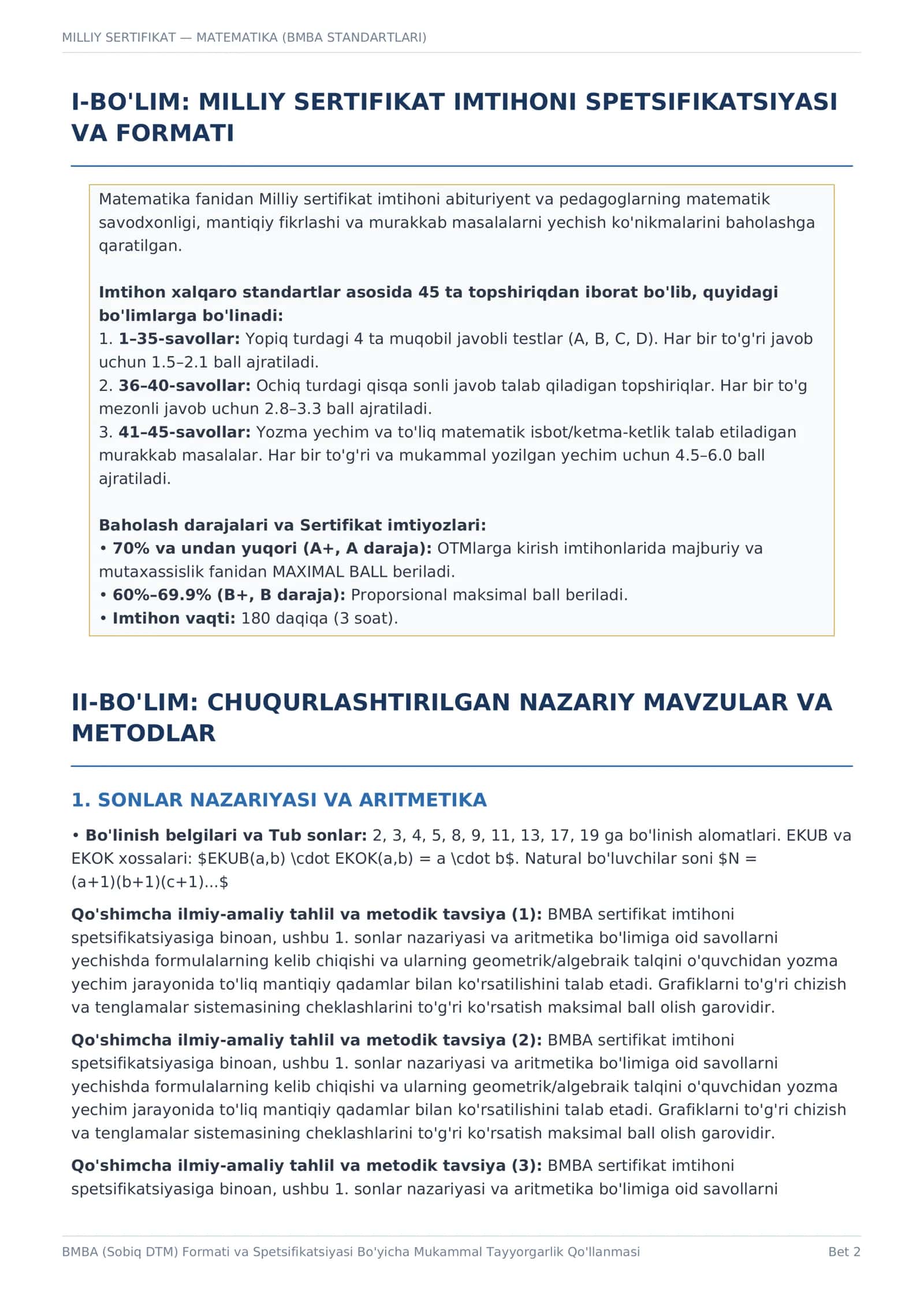 MUKAMMAL ENSIKLOPEDIK TAYYORGARLIK QO'LLANMASI VA 100 TA SPETSIFIKATSION TEST TO'PLAMI 2