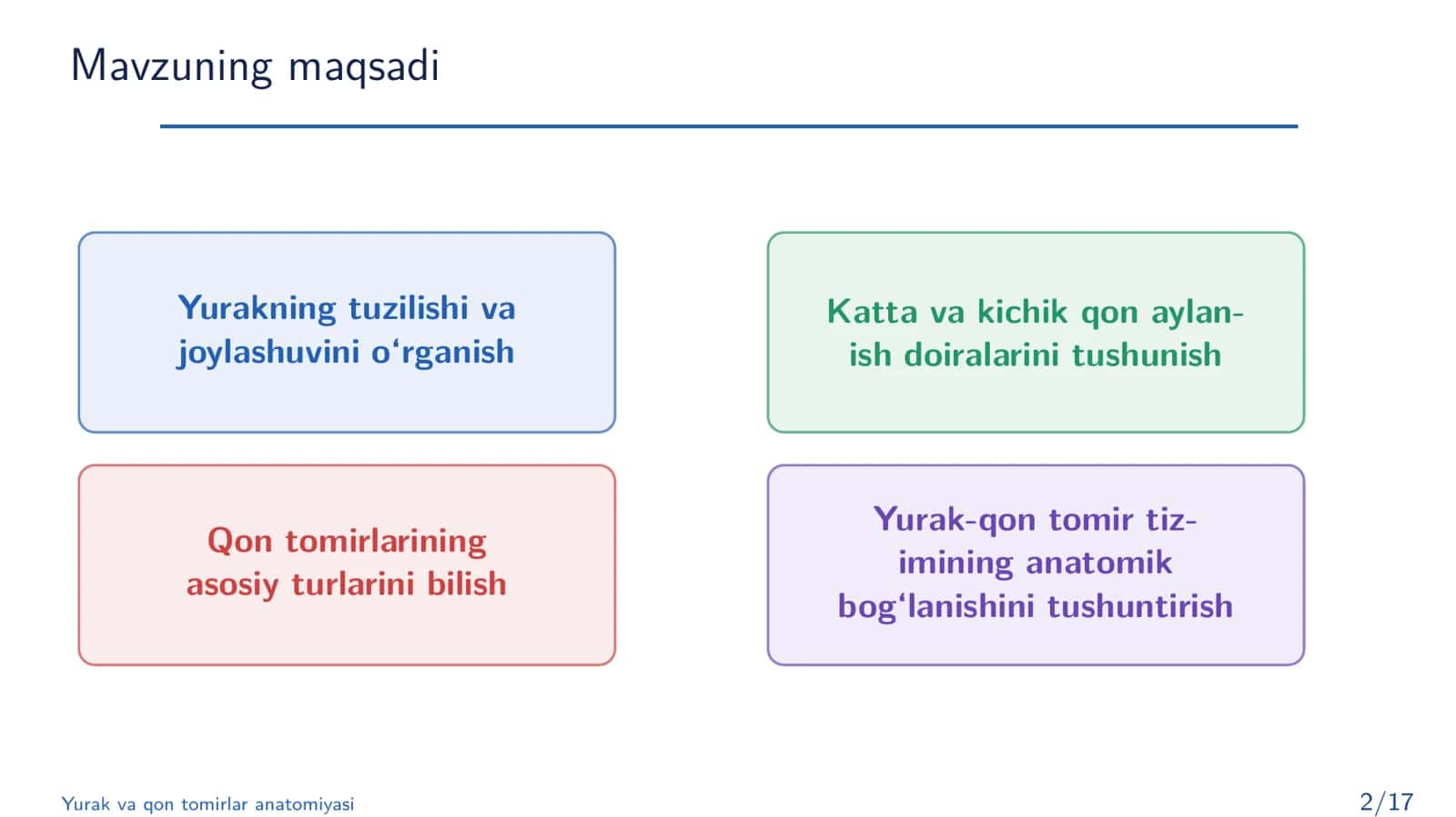 Yurak va qon tomirlar anatomiyasi 2