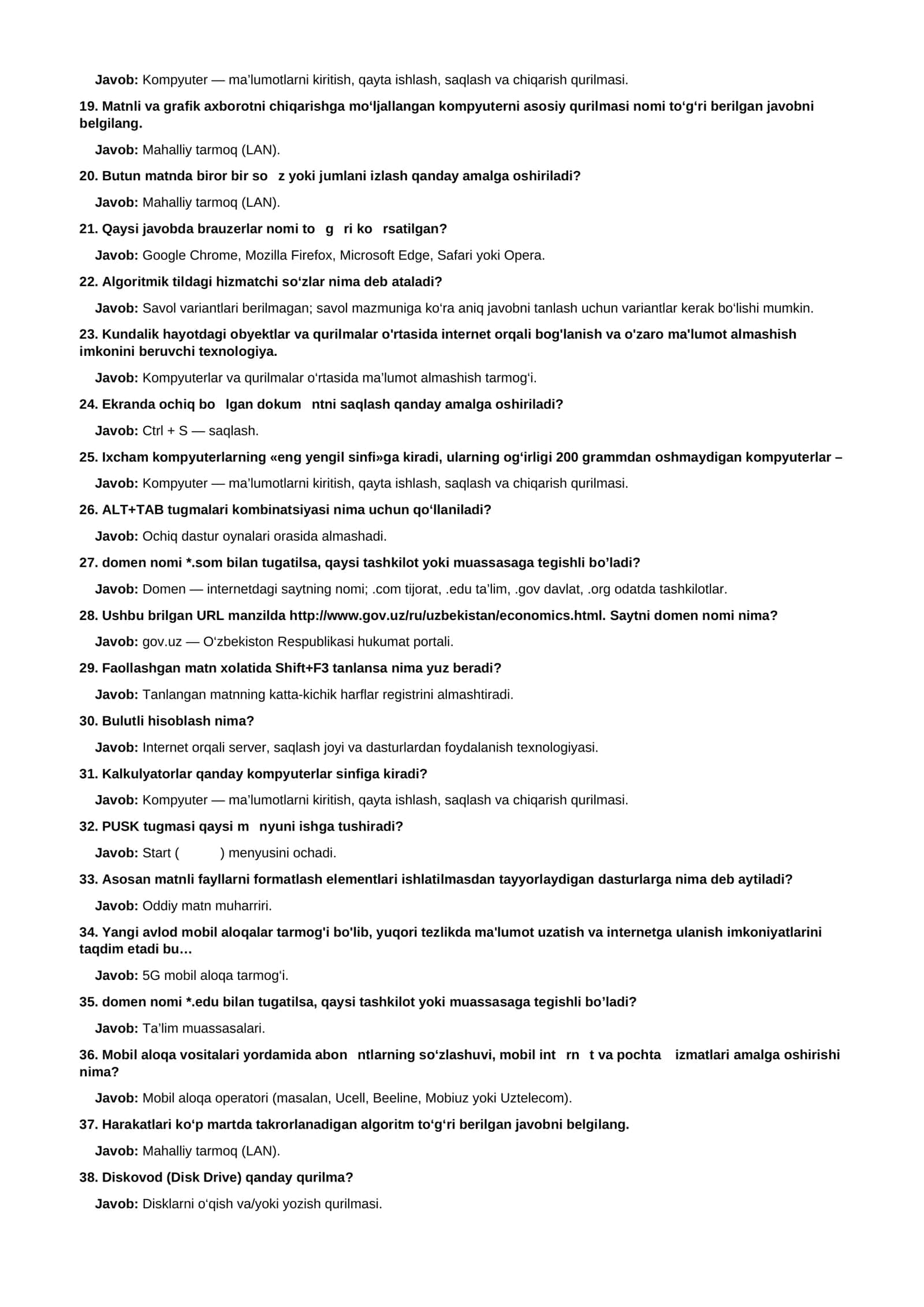 INFORMATIKA VA AXBOROT TEXNOLOGIYALARI 2