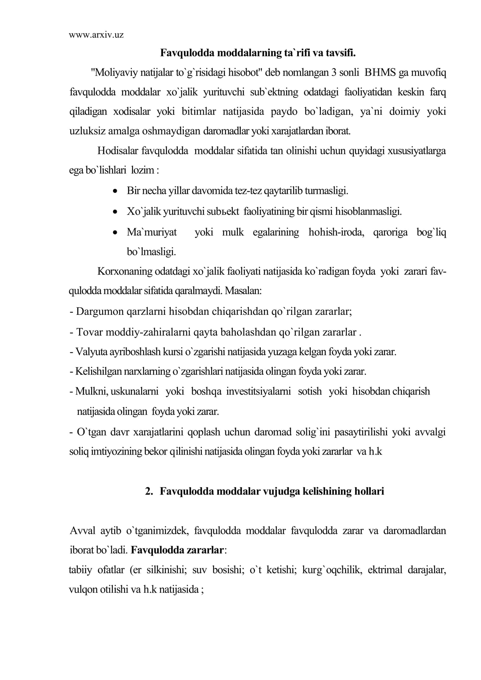 Favqulodda moddalarning ta`rifi va tavsifi 2