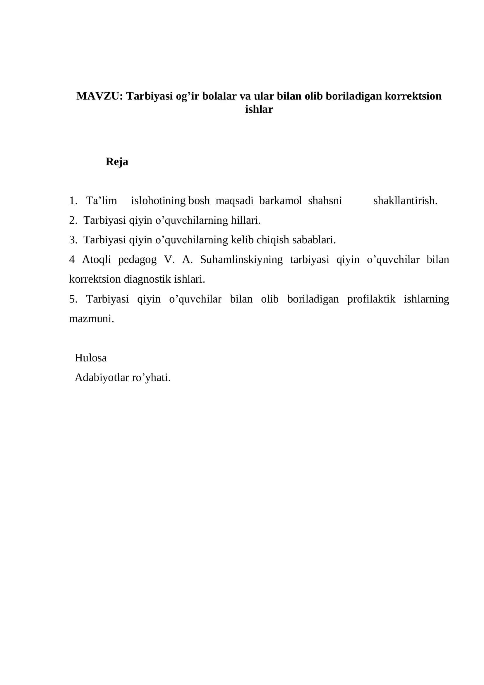 Tarbiyasi og’ir bolalar va ular bilan olib boriladigan korrektsion ishlar 2