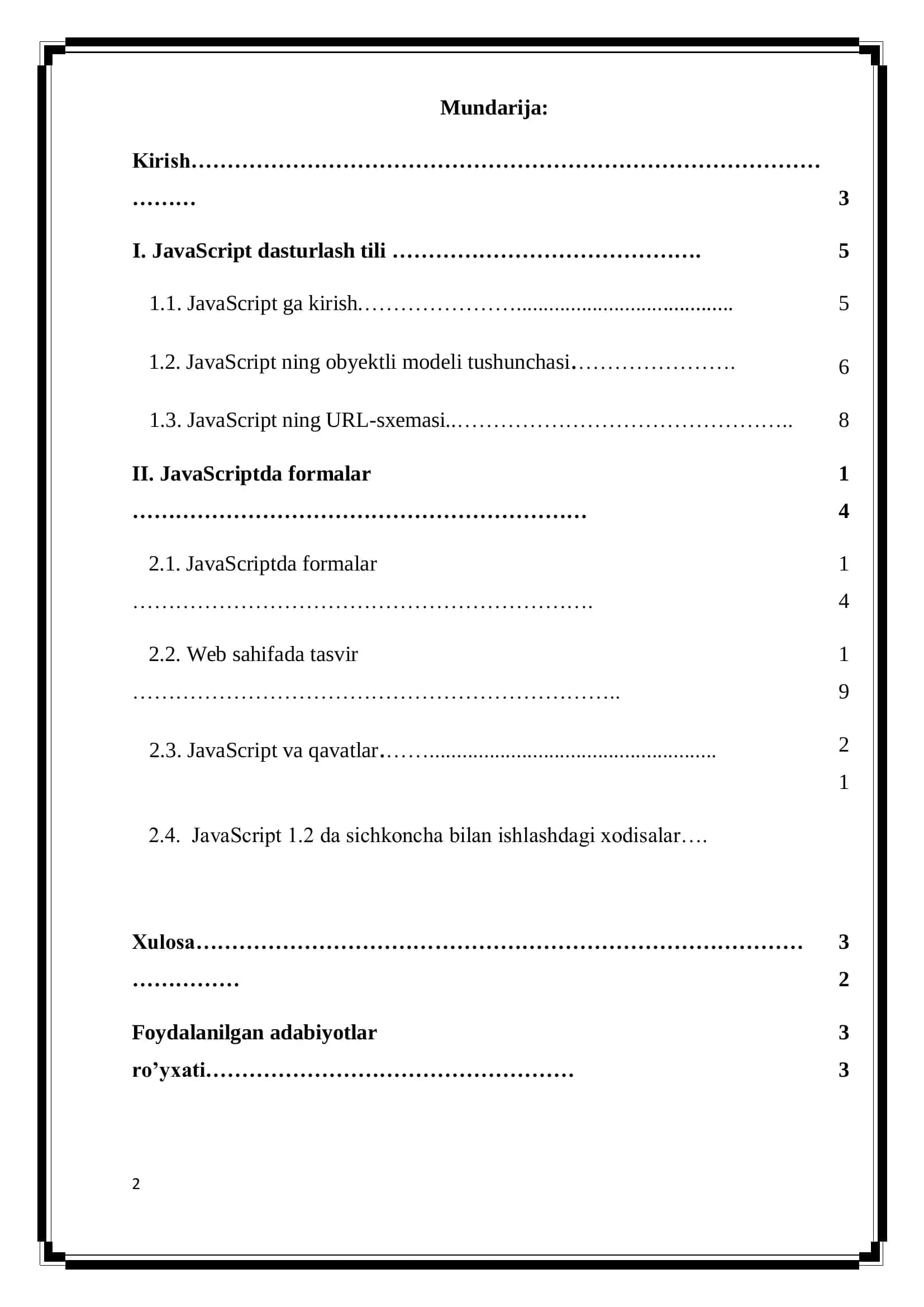 JavaScript orqali Web sahifa elementlari bilan ishlash yo’llari 2