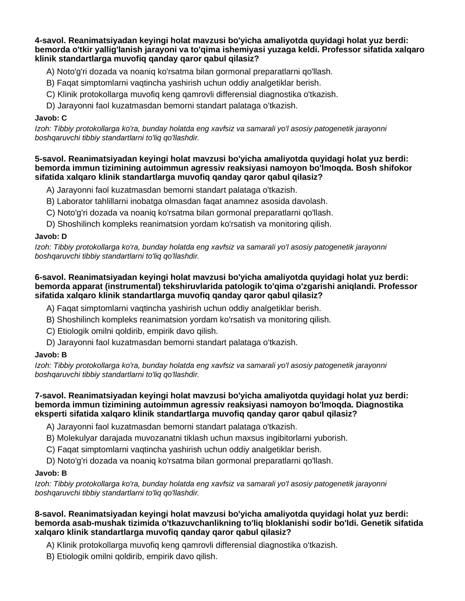 Reanimatsiyadan keyingi holat - 2-QISM 2