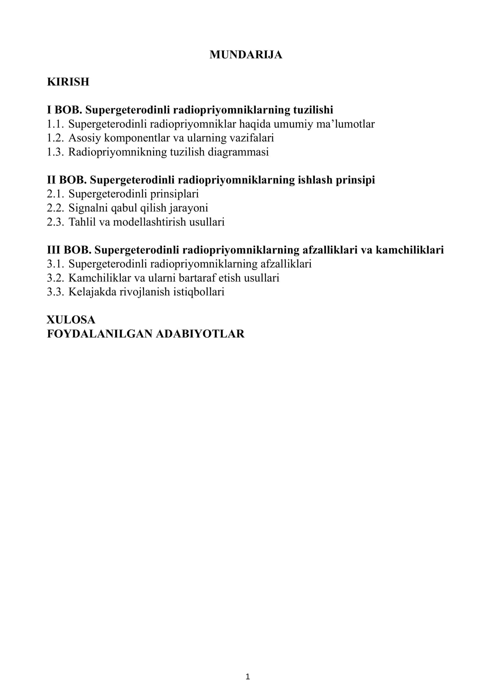 RADIOELEKTRONIKA ASOSLARI FANIDAN TAYYORLAGAN KURS ISHI 2