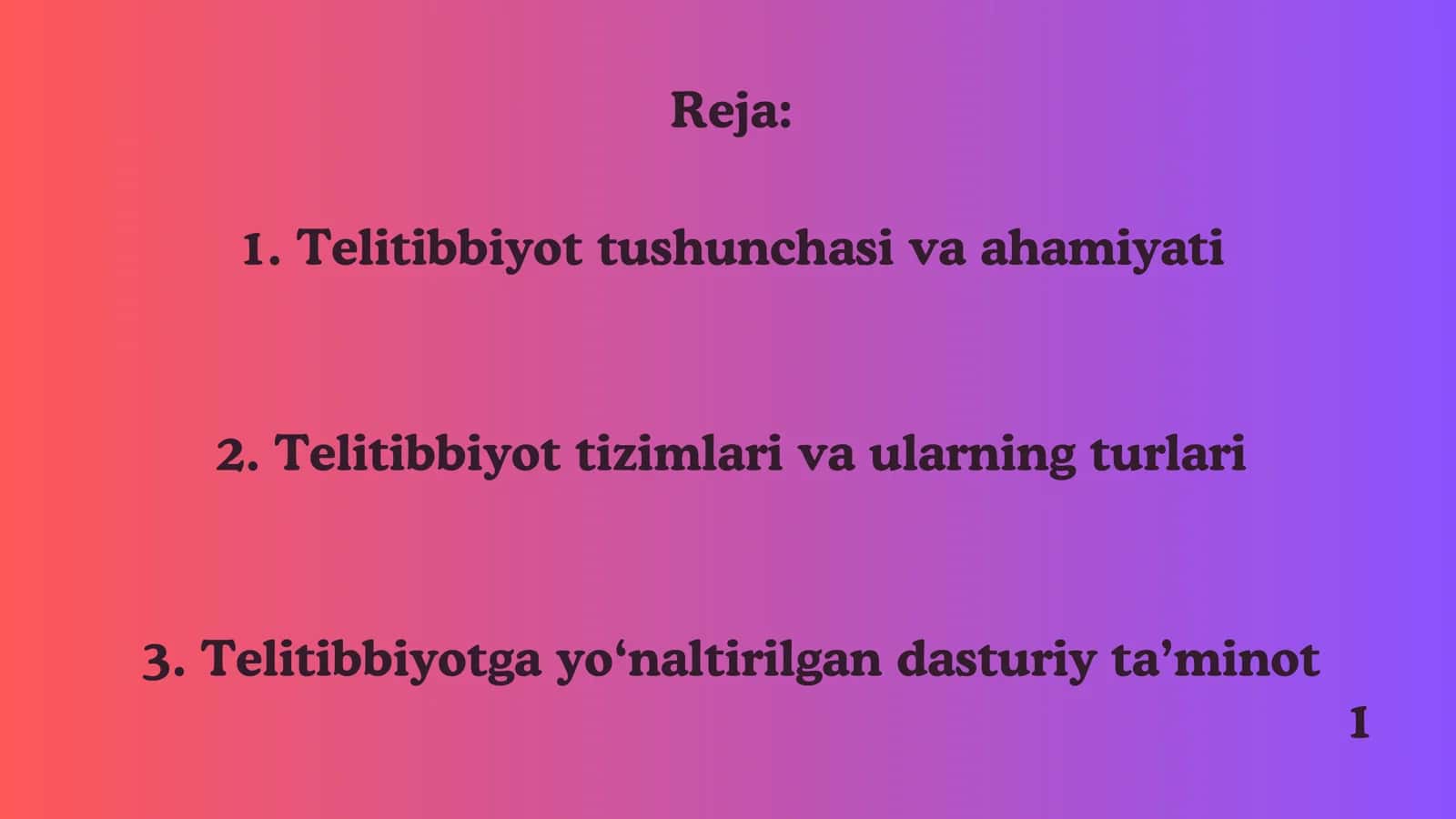 Telitibbiyot.Telitibbiyot tizimlari.Telitibbiyotga yo'naltirilgan dasturiy taʼminot 2