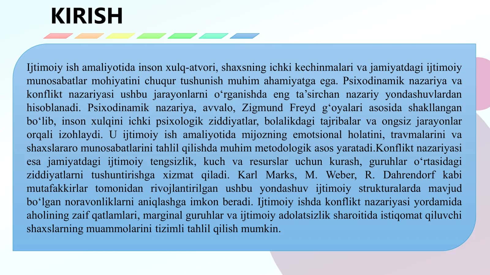 PSIXODINAMIK NAZARIYA VA KONFLIKT NAZARIYASI 2