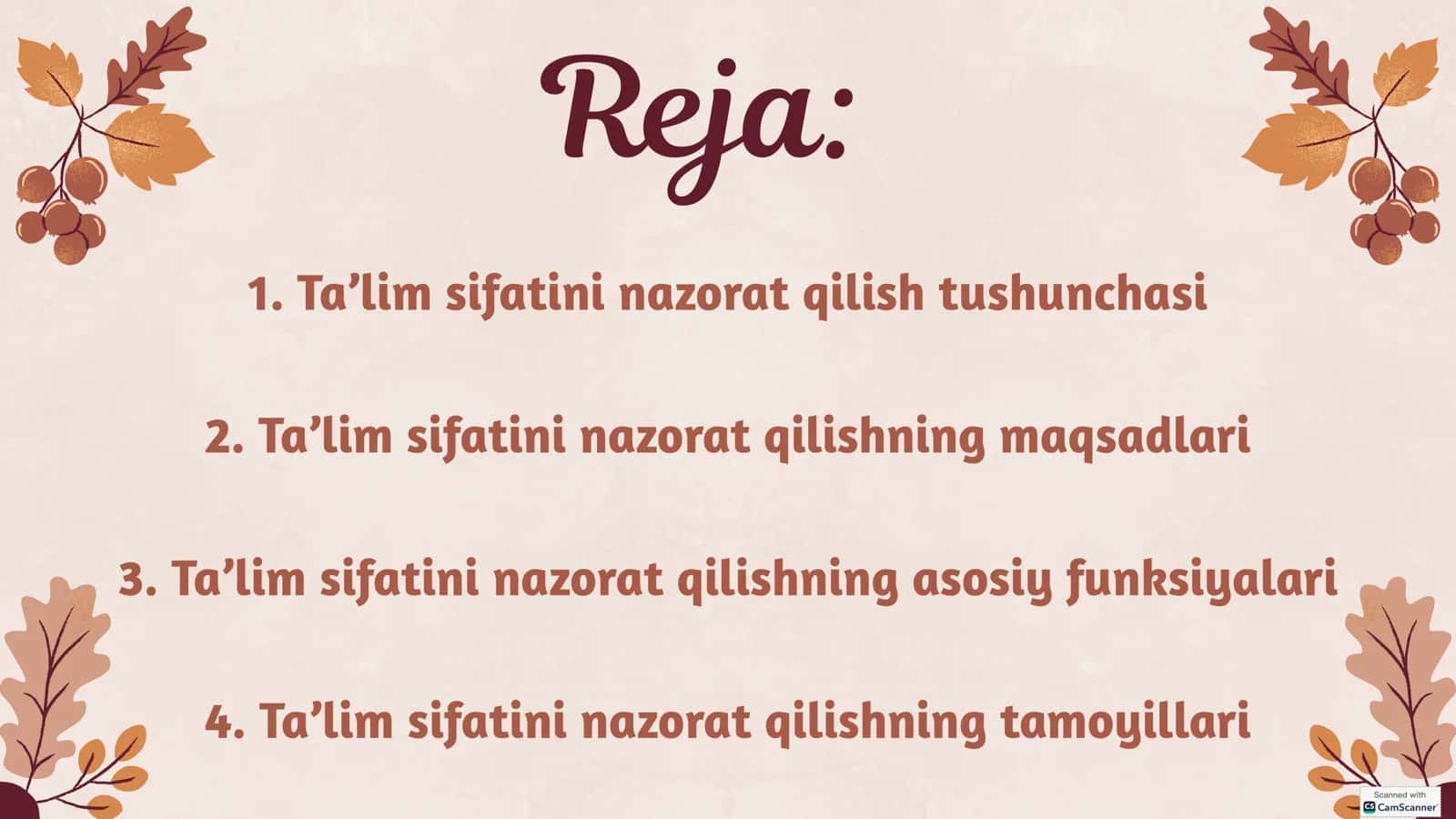 Ta’lim sifatini nazorat qilish va uning turlari 2