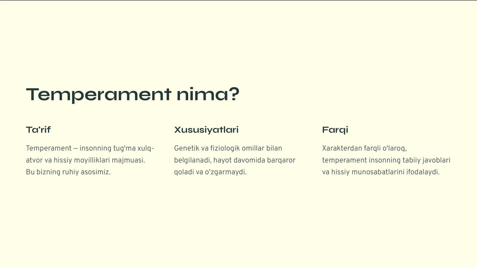 Temperament: Inson tabiatining sirli qirralari 2