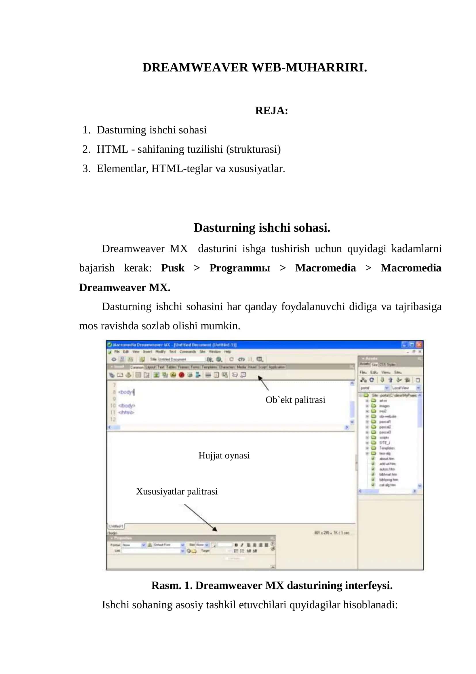 DREAMWEAVER WEB-MUHARRIRI 2