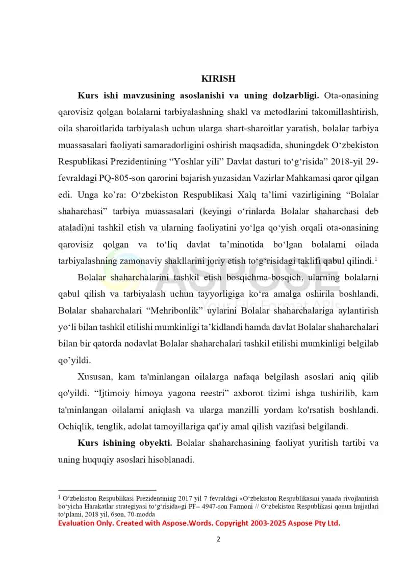 Bolalar shaharchasining faoliyat yuritish tartibi va uning huquqiy asoslari 2