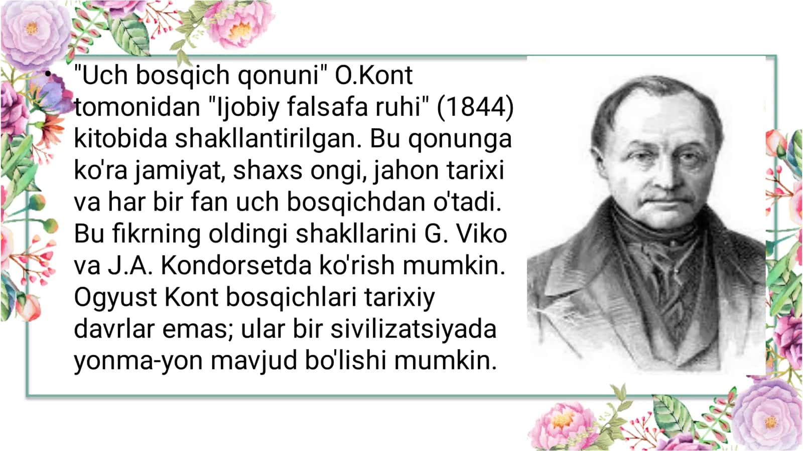 Ogyust Kontning pozitivistik sotsiologiyasi va uch bosqich qonuni 2