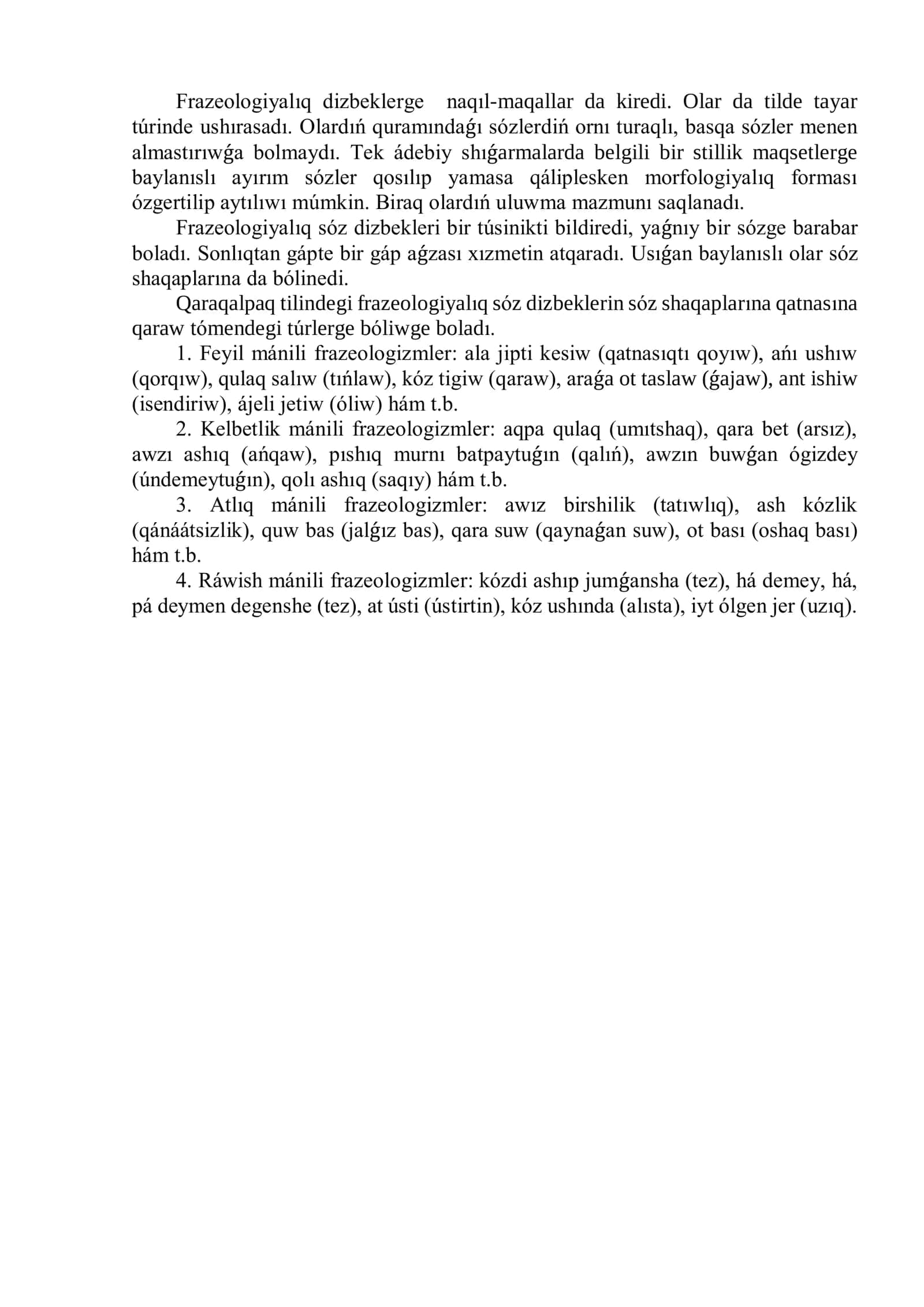 Frazeologiyalıq sóz dizbekleri 2