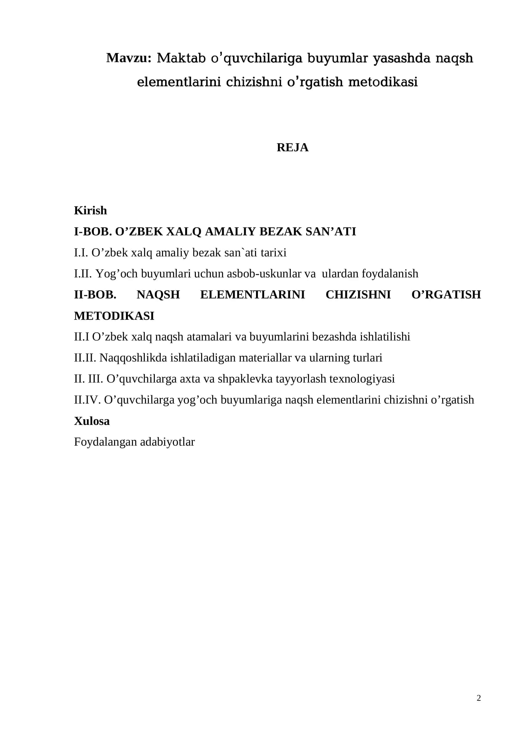 Maktab o’quvchilariga buyumlar yasashda naqsh elementlarini chizishni o’rgatish metodikasi 2