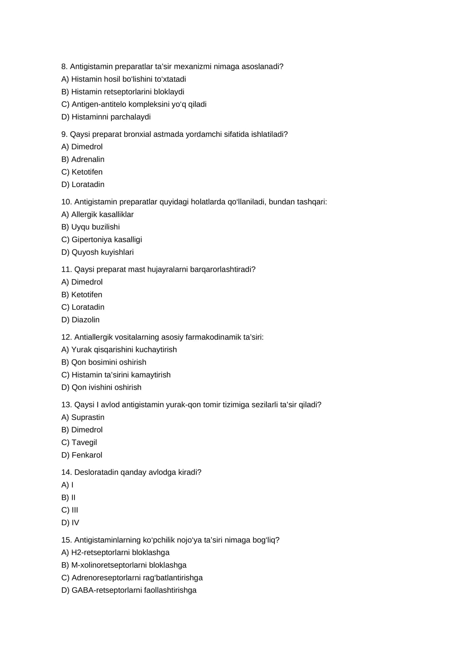 Allergiyaga qarshi vositalar 2