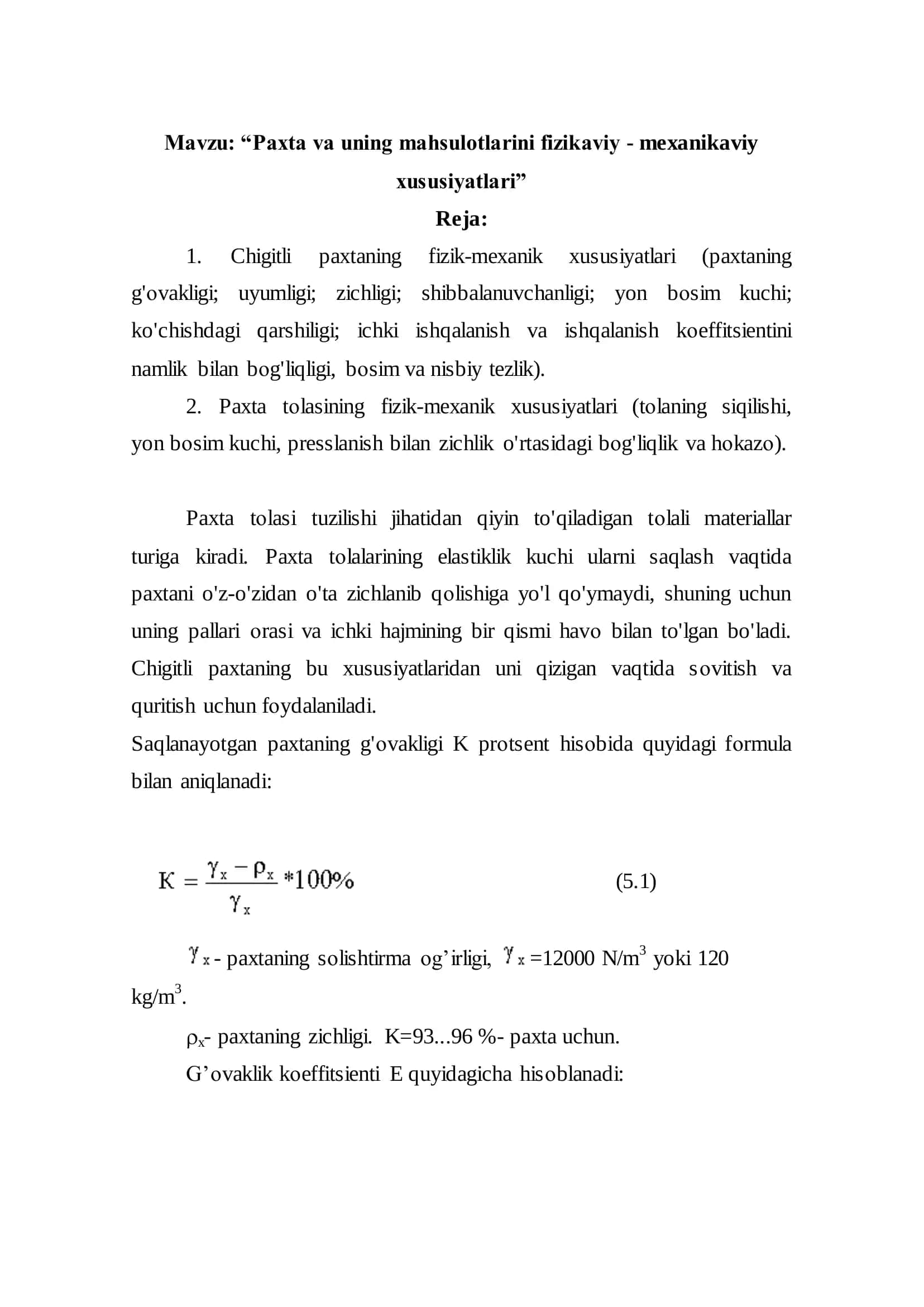 "Tabiiy tolalarni dastlabki ishlash texnologiyasi" 2