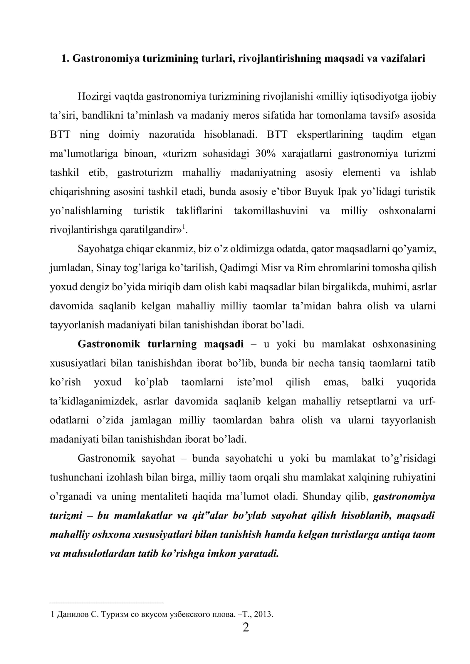 Gastronomiya turizmini rivojlantirish istiqbollari 2