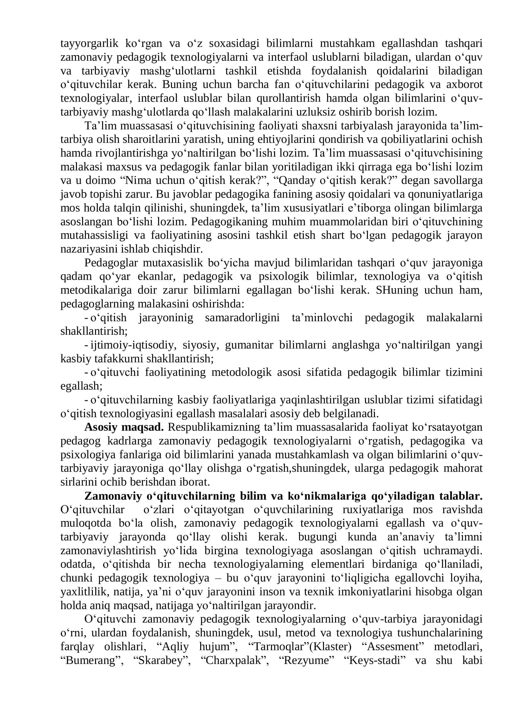 ZAMONAVIY O‘QITUVCHIGA QO‘YILGAN TALABLAR 2