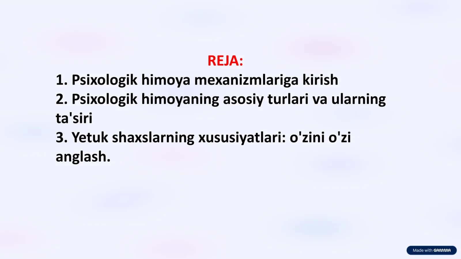 Psixologik himoya va "Men" konsepsiyasi 2