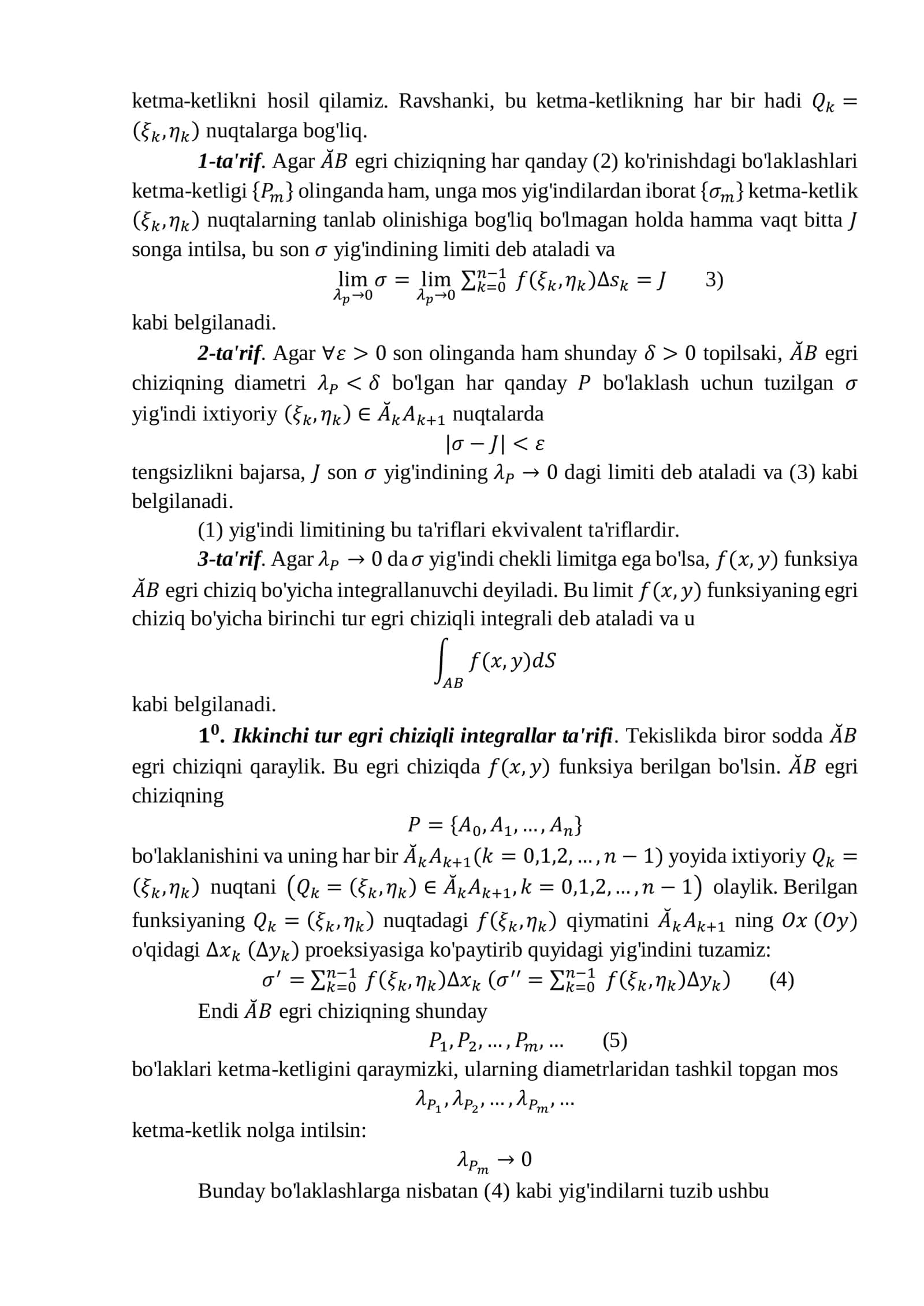 Egri chiziqli integrallar 2