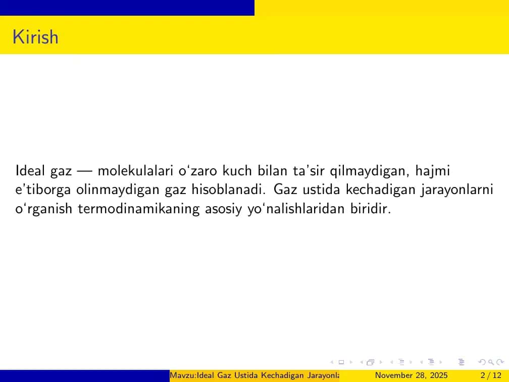 Ideal Gaz Ustida Kechadigan Jarayonlar 2