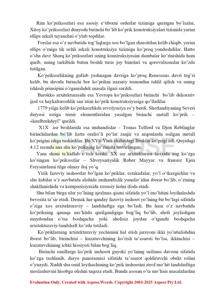 8-ma’ruza. Shaharlardagi sun’iy inshootlar arxitekturasi va yo‘l xizmati obektlari 2