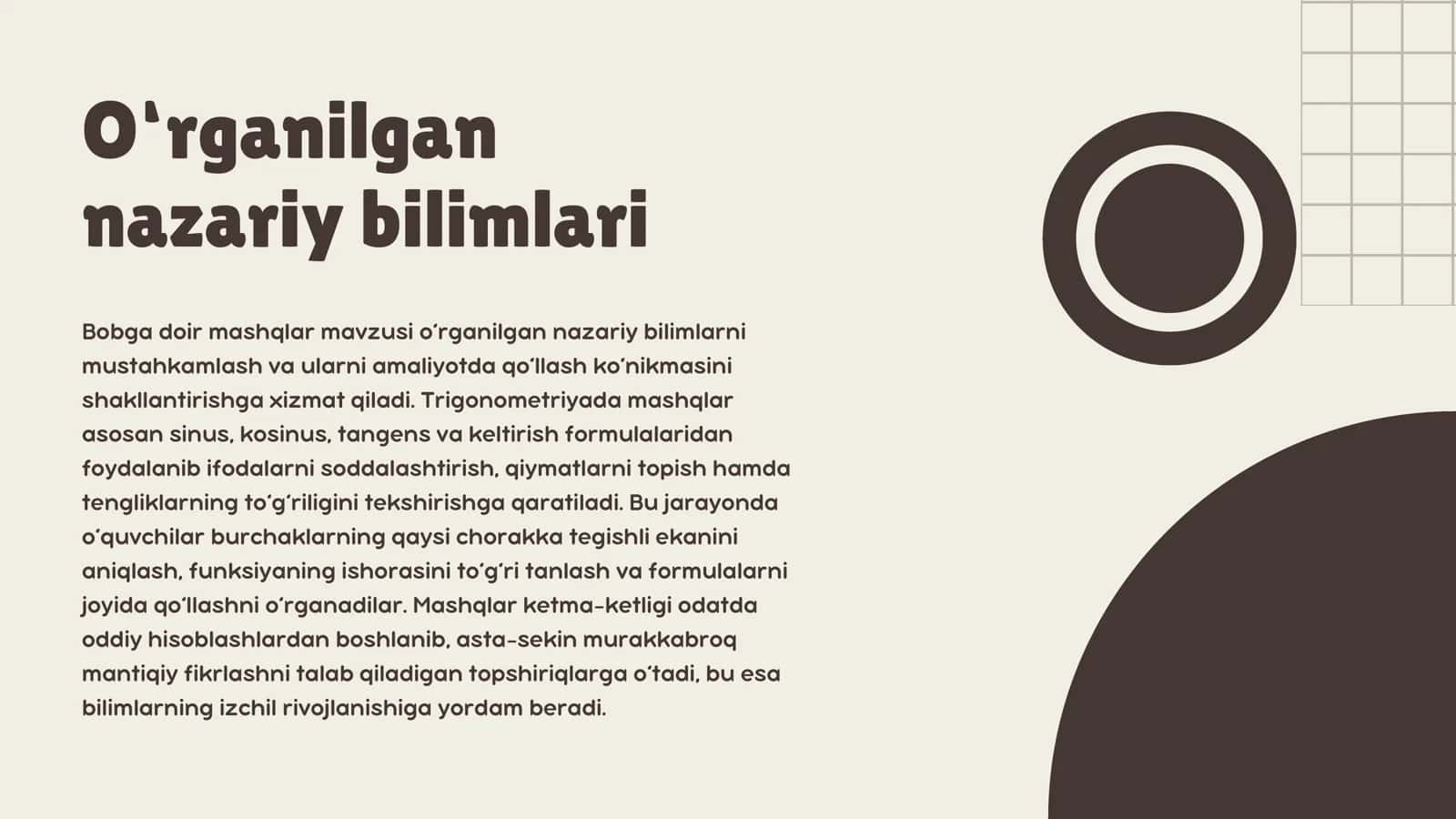 Bobga doir mashqlar 2