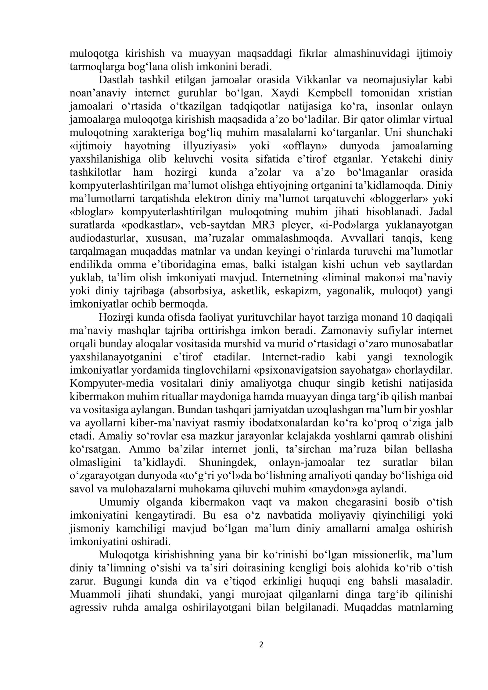 KIBER MAKONDA DINIY E'TIQOD TARG‘IBOTINING IJTIMOIY XAVFI 2