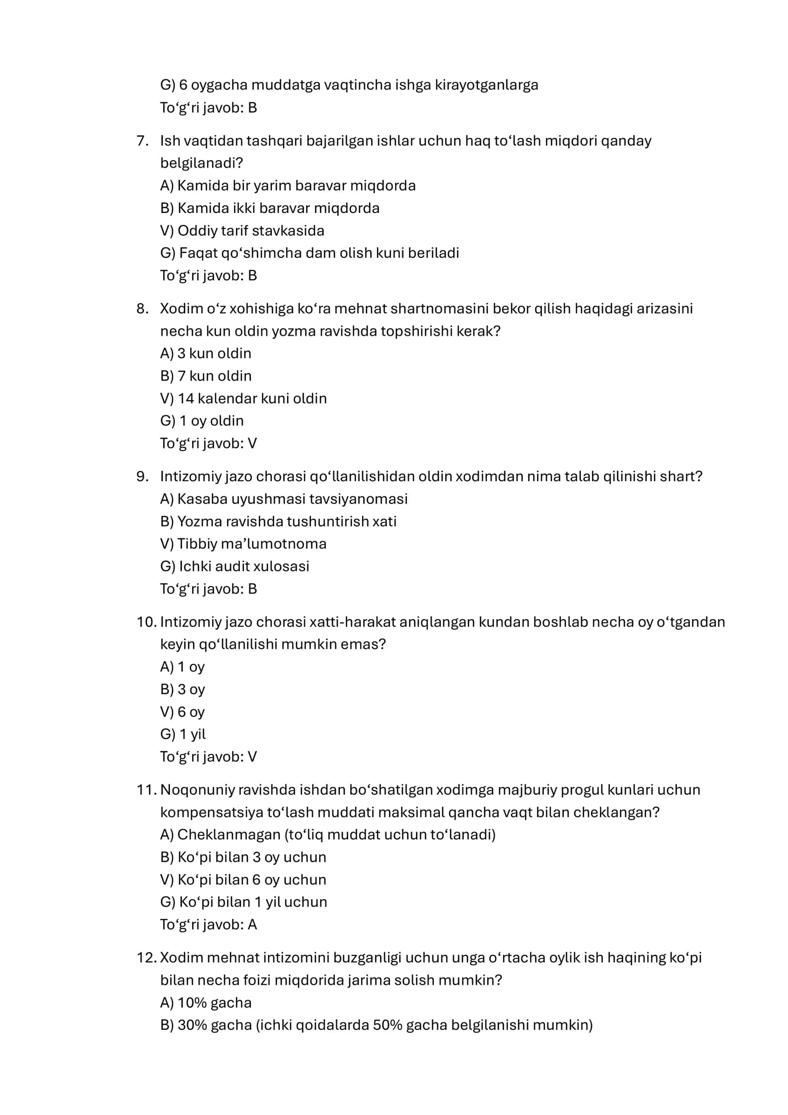 Argost test.Kadrlar boshqaruvi va HR-menejment (Inson resurslari) 300 talik test 2