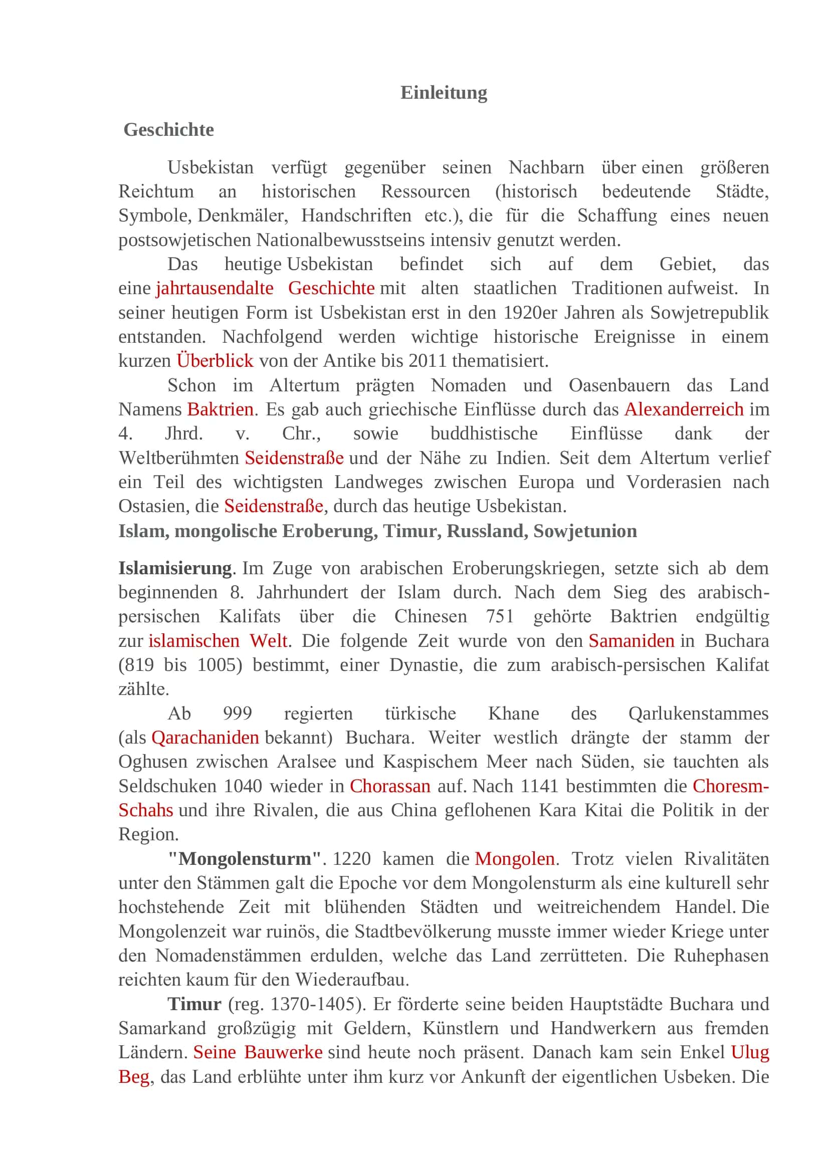 Referat über Usbekistan 2