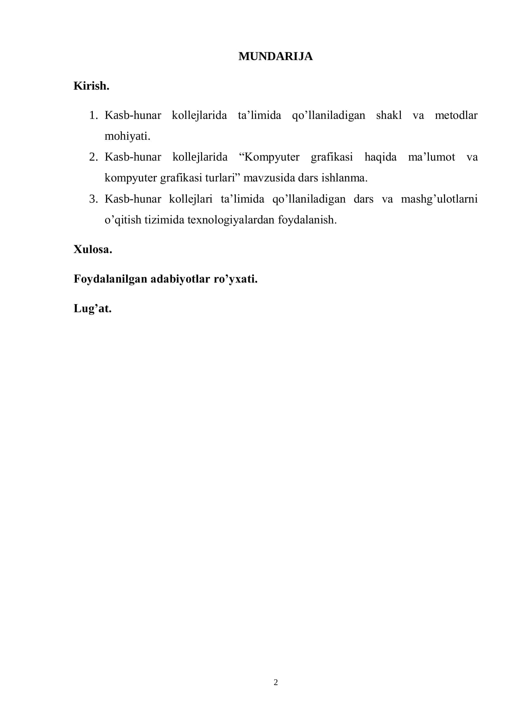 Kasb-hunar ta‘limida qo‘llaniladigan dars va mashg‘ulotlar shakllari, metodlari 2