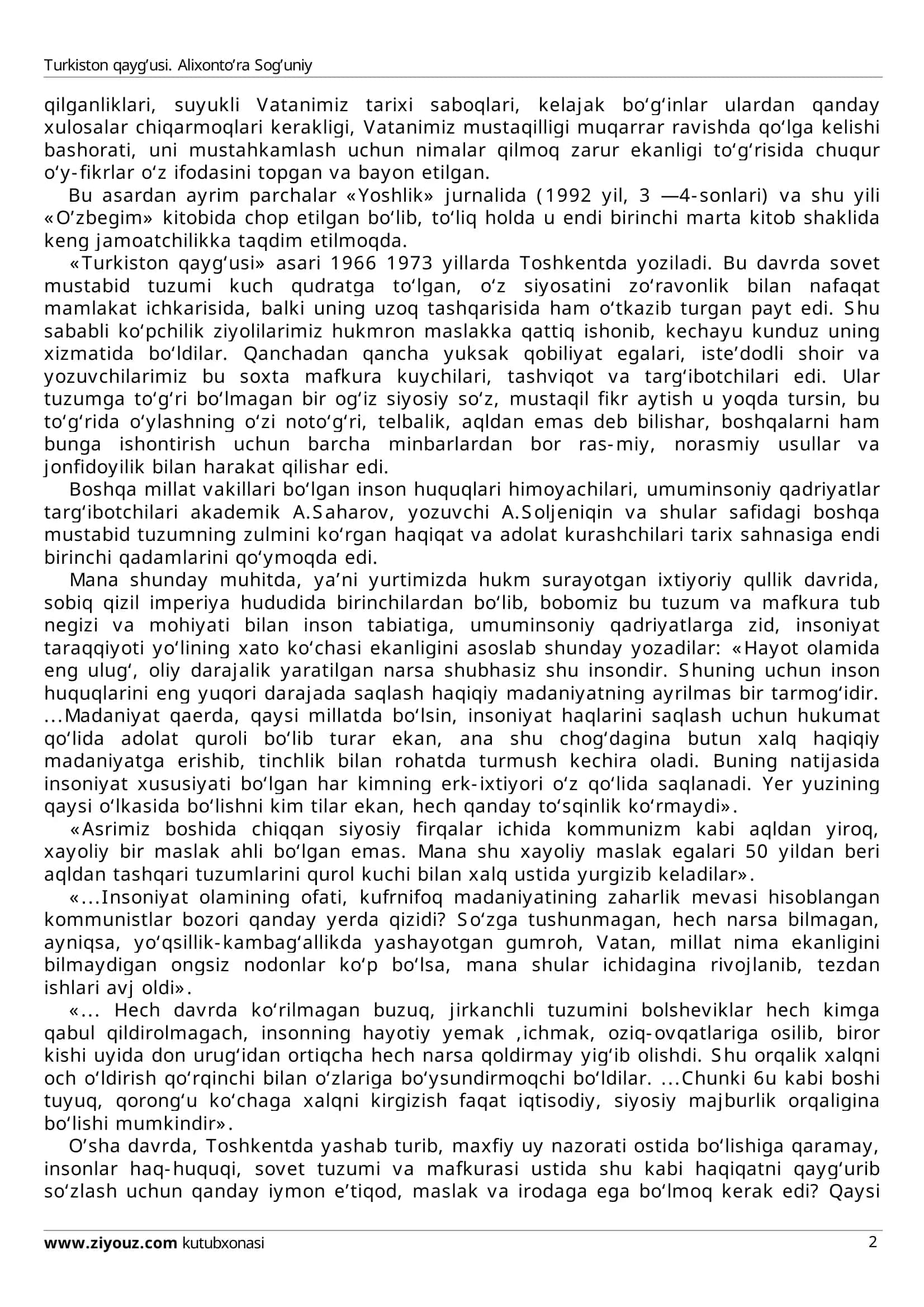 Turkiston qayg’usi 2