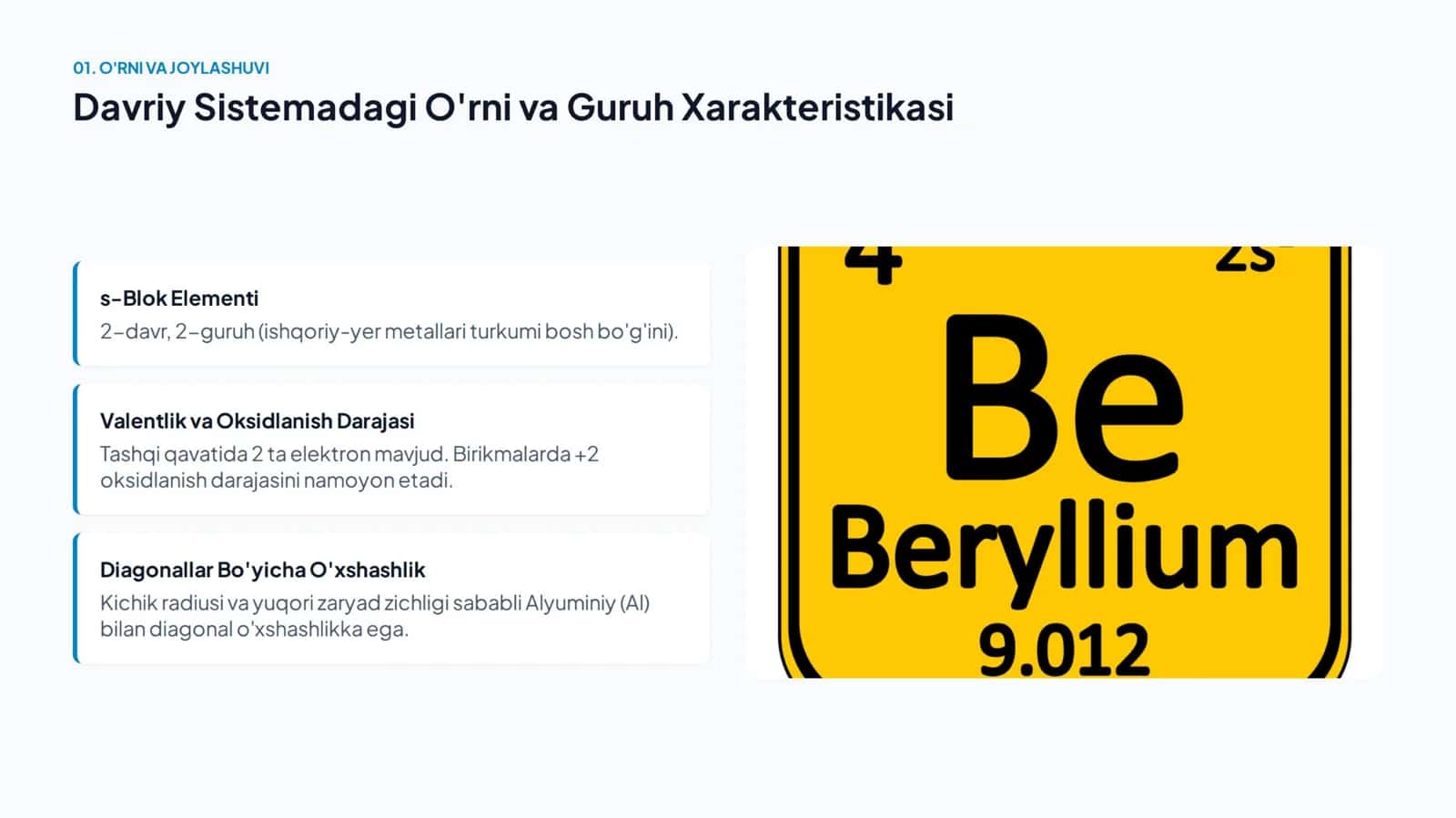 Beriliy elementi haqida taqdimot 2