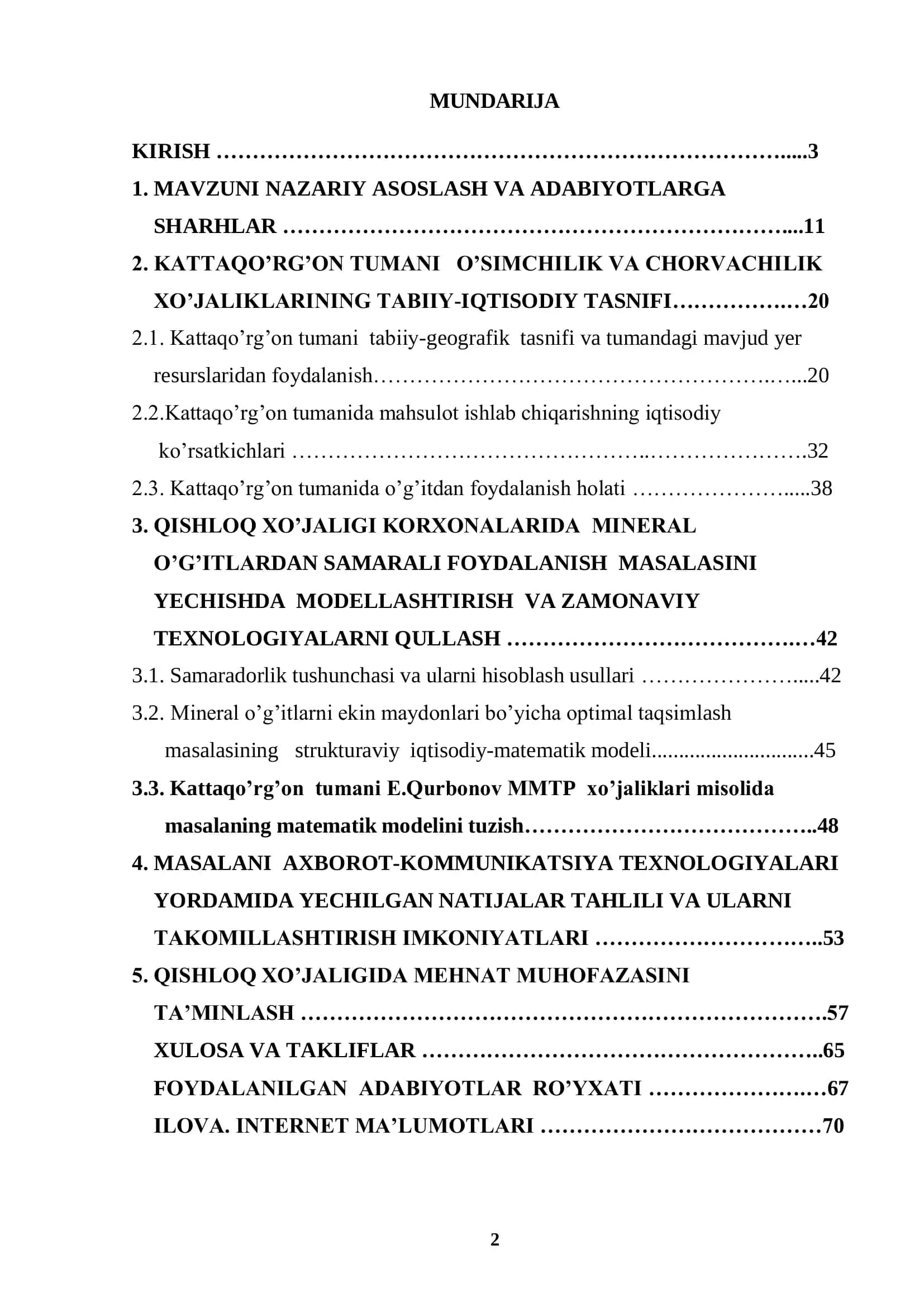 Qishloq xo’jalik korxonalarida mineral o’g’itlardan samarali foydalanish 2
