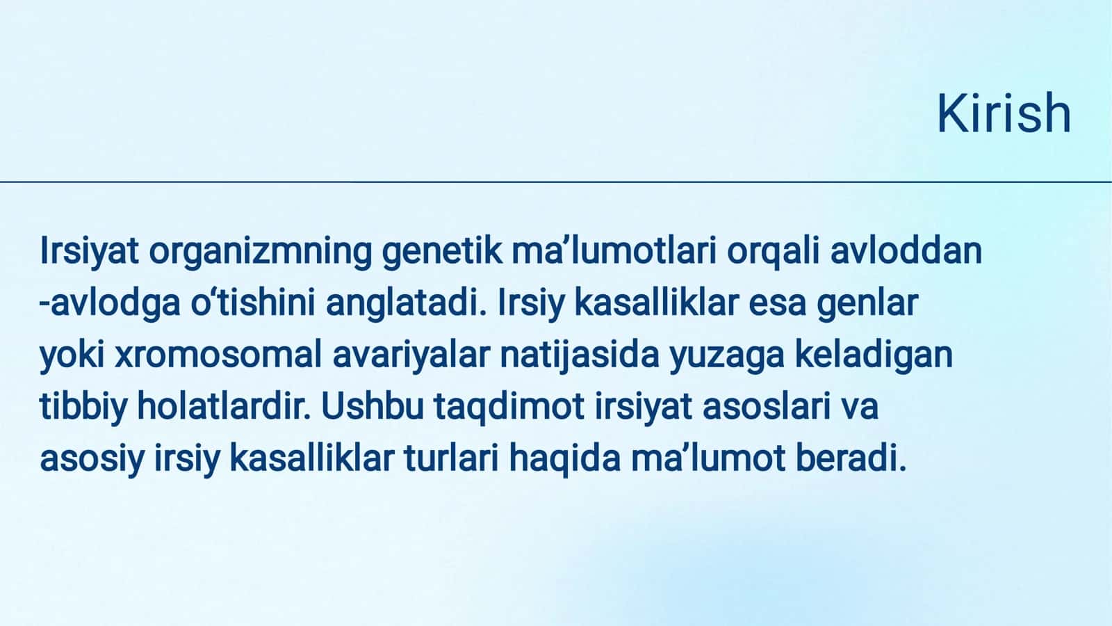 Irsiyat va Kasalliklar 2