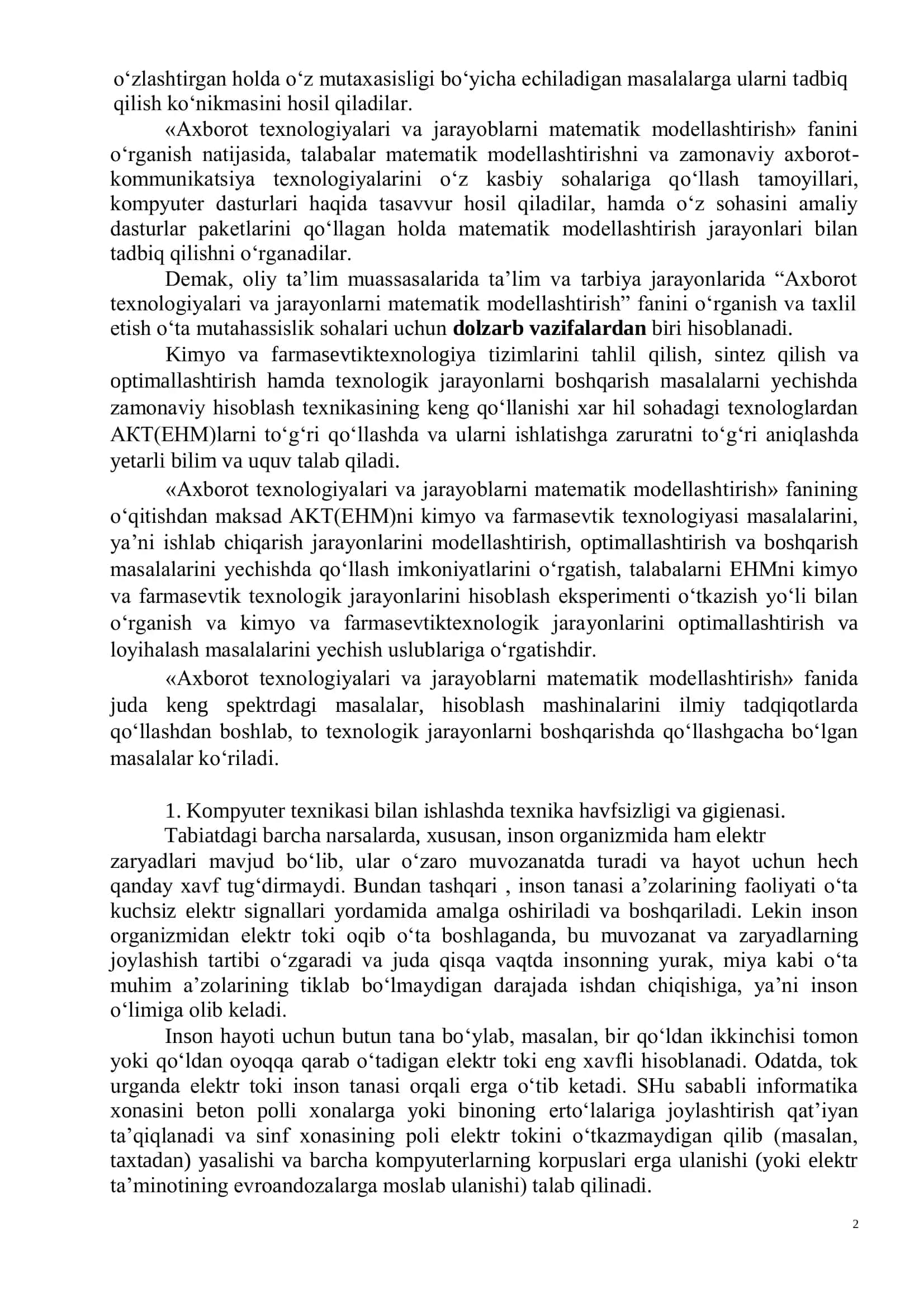 Axborot tеxnologiyalarining texnik va dasturiy ta'minoti 2