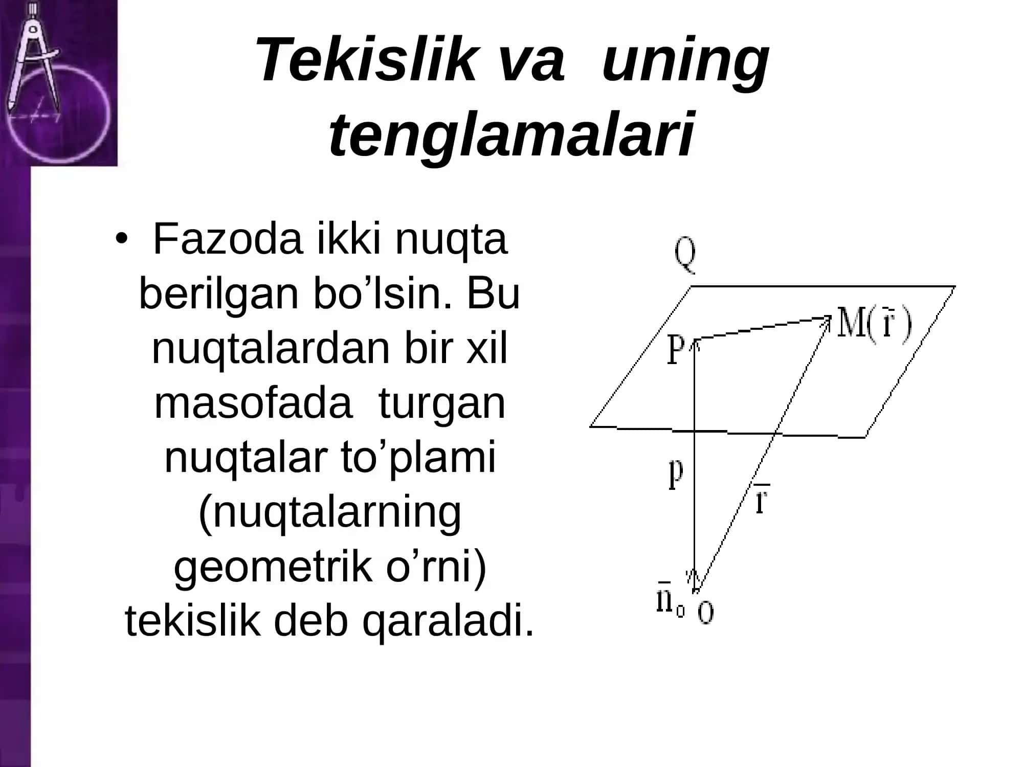 Fazoda to'g'ri chiziq tenglamalari 2