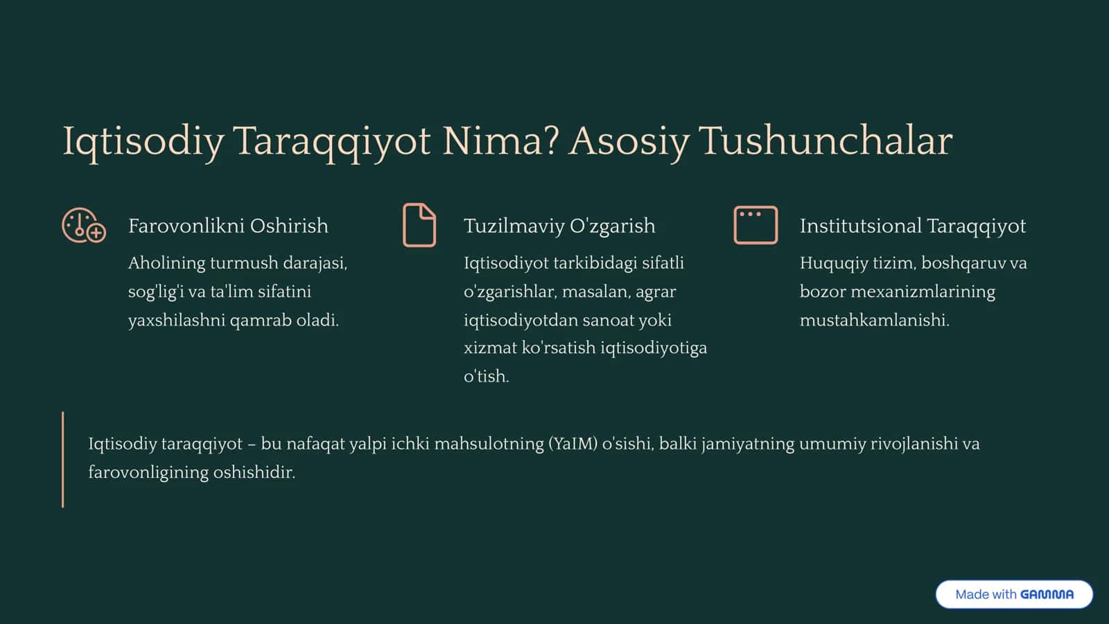 Iqtisodiy taraqqiyot: oʻsish va milliy boylik sari 2