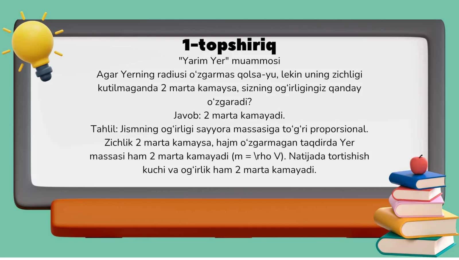 fizikadan nostandart topshiriqlar 2