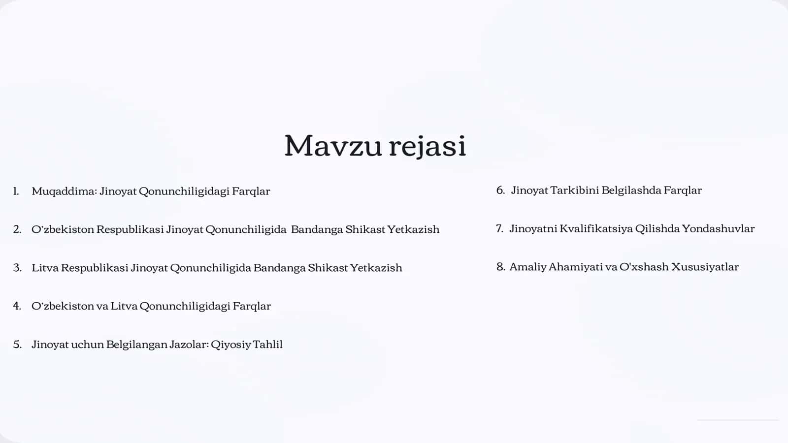 Muqaddima: Jinoyat Qonunchiligidagi Farqlar 2